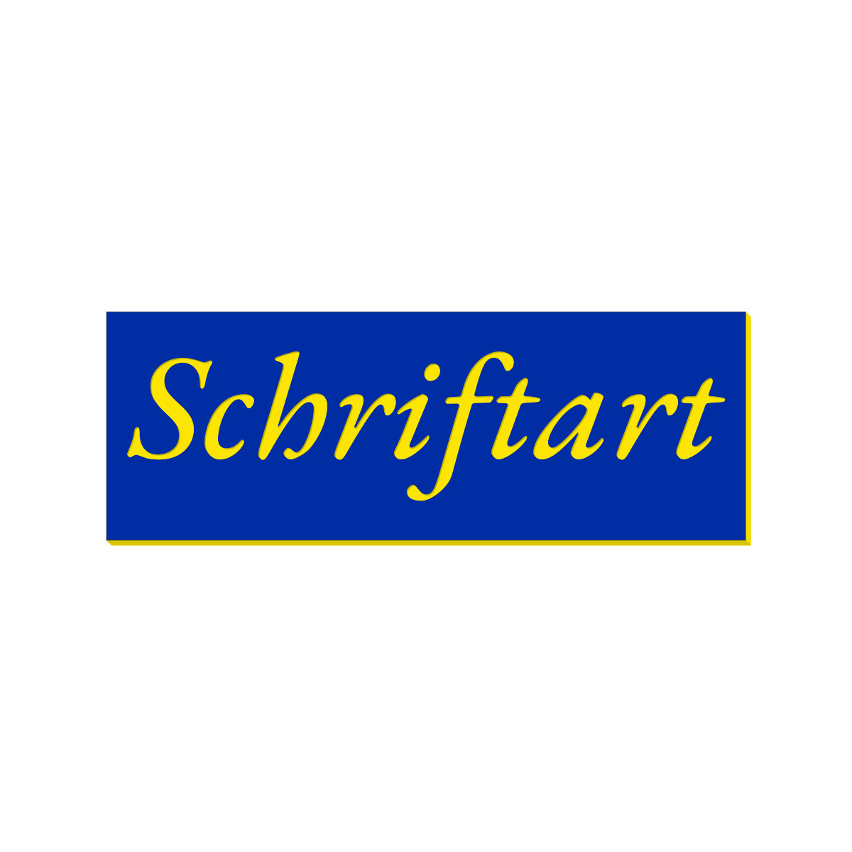 Schriftart-Vorschau: gelbe Kursivschrift auf blauem Hintergrund für Briefkasten-Namensschild