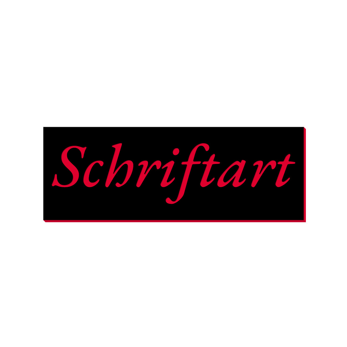 Schwarzes Briefkasten-Namensschild mit rotem Schriftzug in kursiver Schriftart, roter Umrandung und weißem Hintergrund