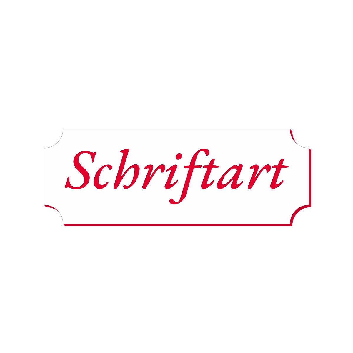 Retro Klingelschild weiß mit rotem Rahmen und roter Kursivschrift „Schriftart