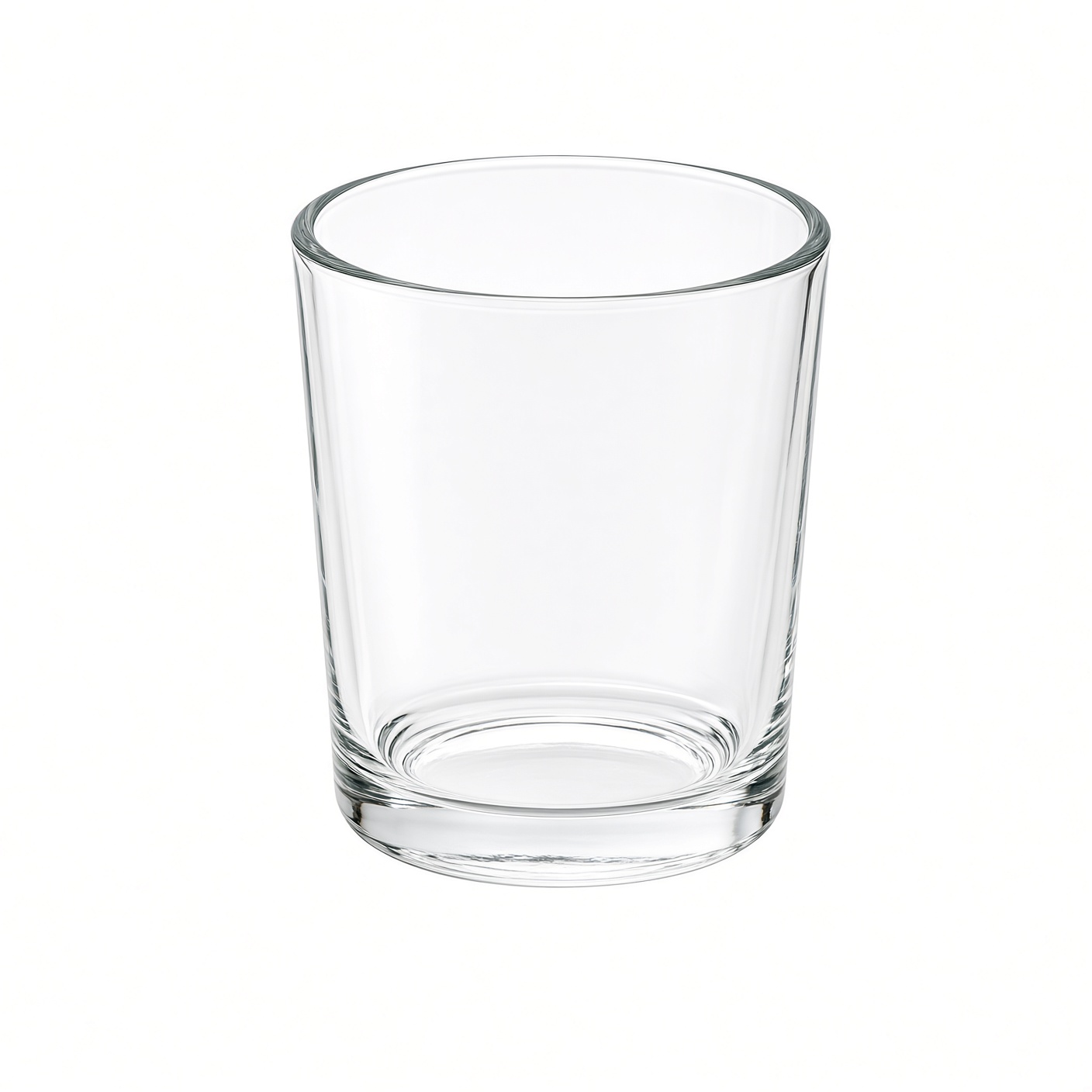 Leeres, klares Votivglas, nach oben leicht weiter, mit dickem Glasboden