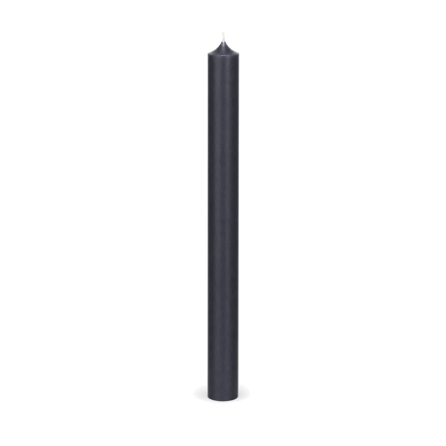 Anthrazitfarbene Stabkerze 250 x 22 mm, einzeln auf weißem Hintergrund.