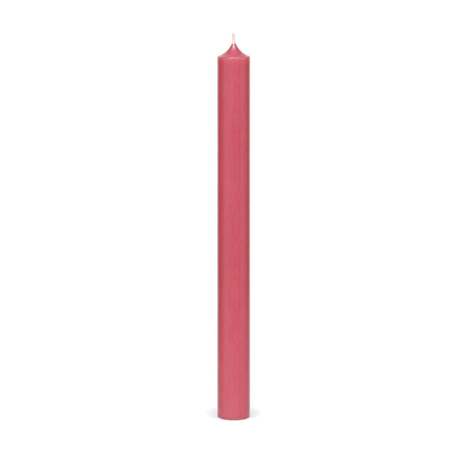 Antikrosa Stabkerze 250 x 22 mm, einzeln auf weißem Hintergrund.