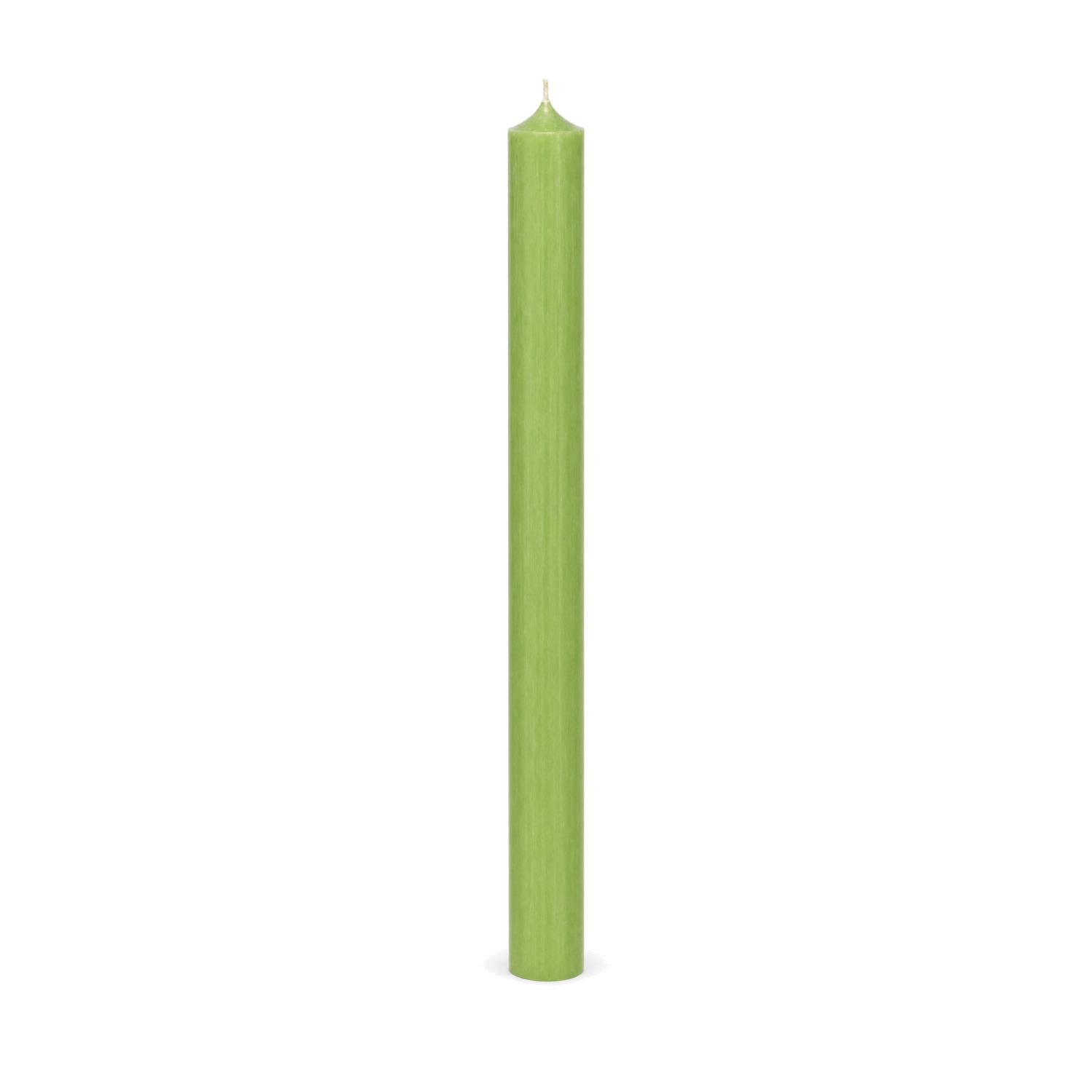Jadegrüne Stabkerze 250 x 22 mm, einzeln auf weißem Hintergrund.