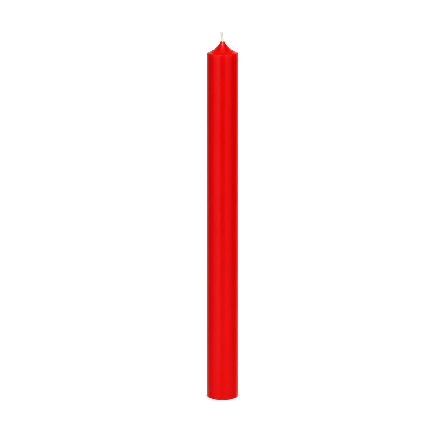 Rote Stabkerze 250 x 22 mm, einzeln auf weißem Hintergrund.