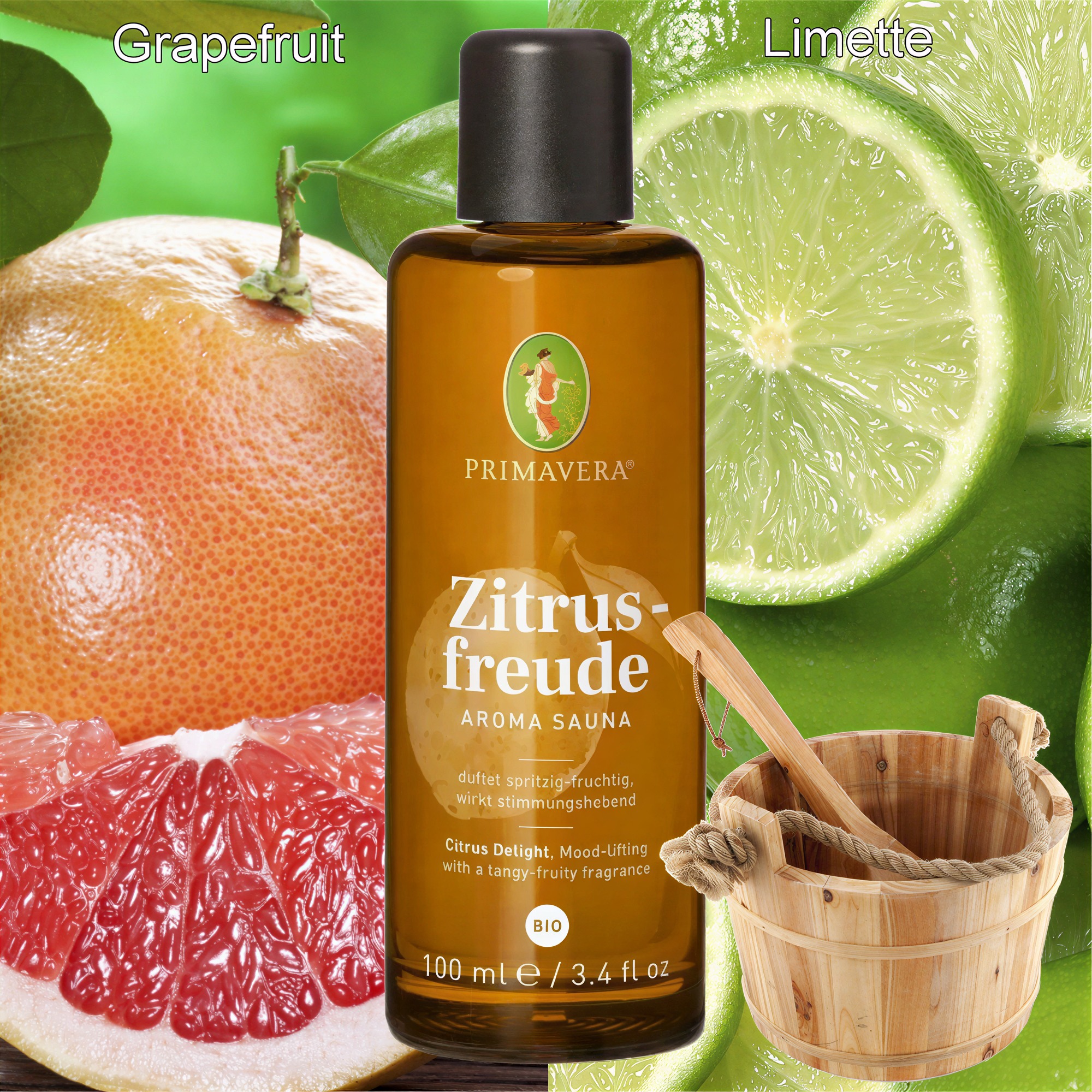 Primavera Saunaduft – Bio-Aufgusskonzentrat, 100 ml – Zitrusfreude Bio
