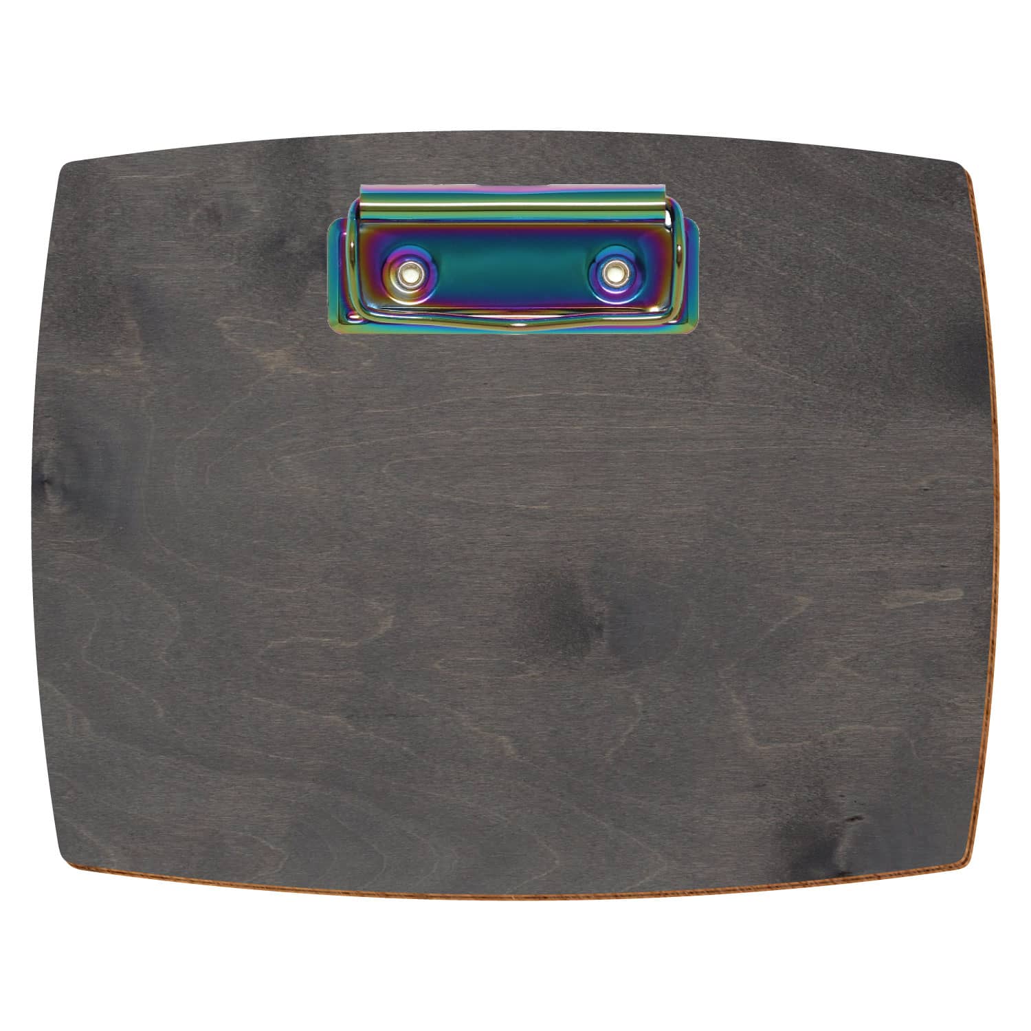 Bütic Holz-Klemmbrett konvex -grau- A6 querkant mit Regenbogen Bügelklemme