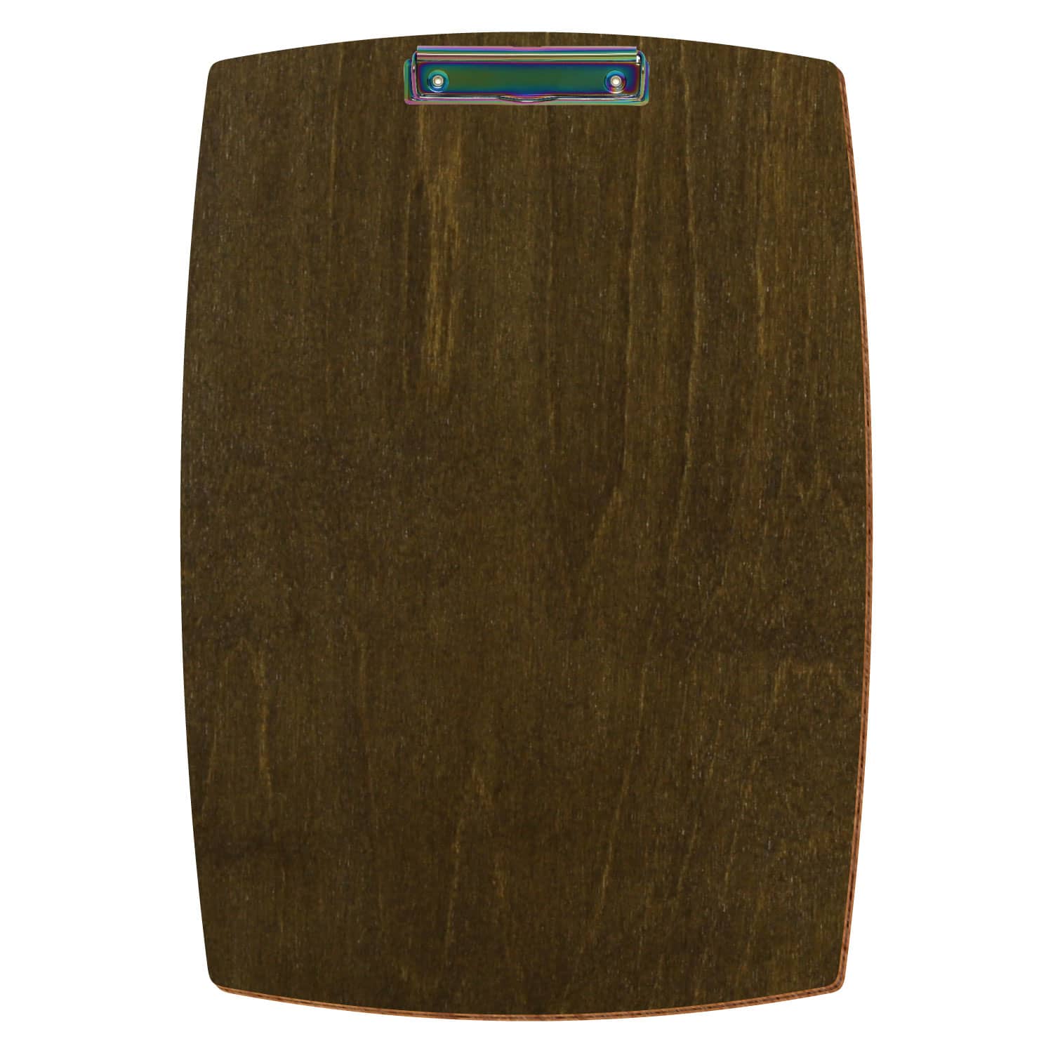 Bütic Holz-Klemmbrett konvex in der Farbe Haselnuss in A3 hochkant mit Regenbogen Bügelklemme