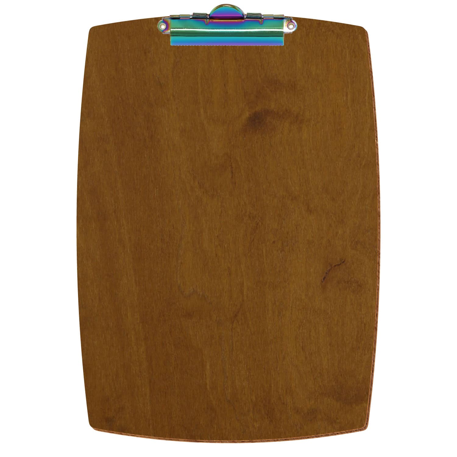 Klemmbrett konvex Teak A4 hochkant Zahnklemme Regenbogen