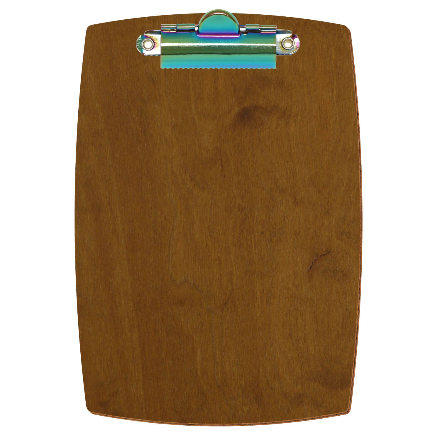 Klemmbrett konvex Teak A6 hochkant Zahnklemme Regenbogen