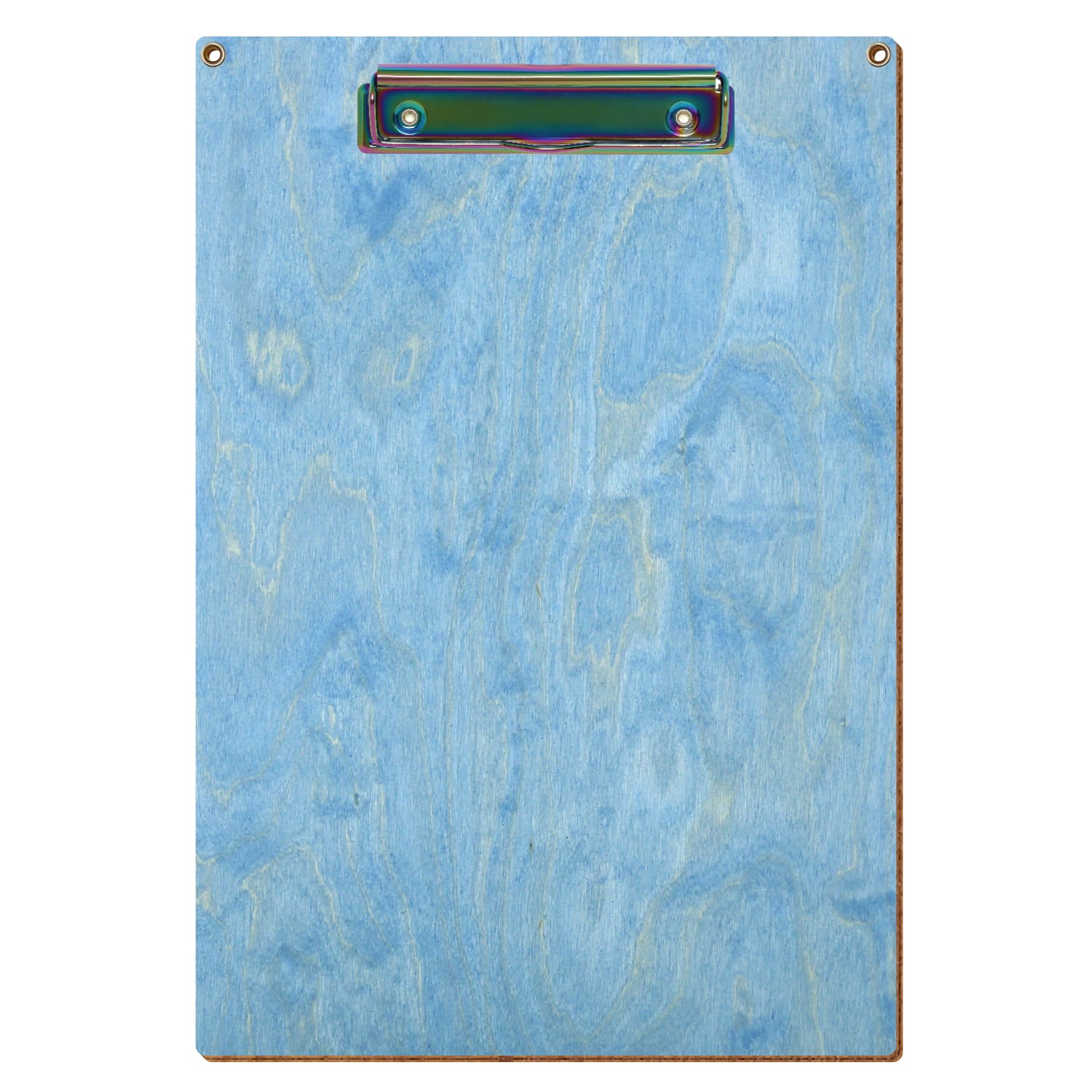 Klemmbrett Standardform Hellblau mit 2 Ösen A4 hochkant Bügelklemme Regenbogen