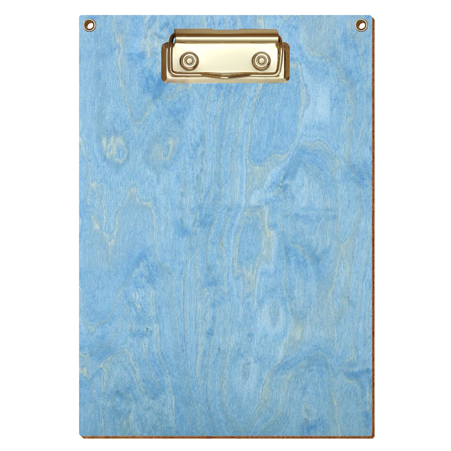 Klemmbrett Standardform Hellblau mit 2 Ösen A5 hochkant Bügelklemme gold
