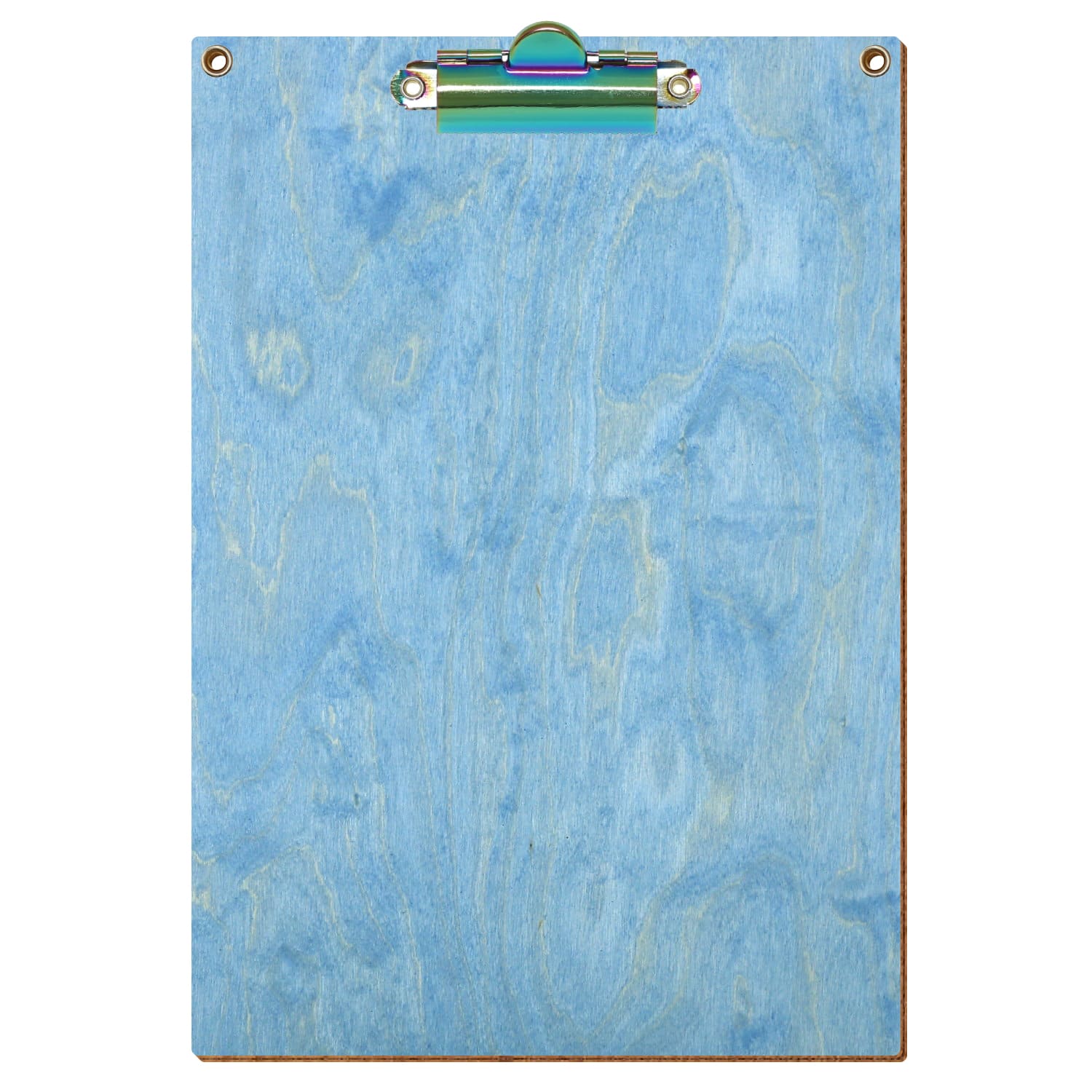 Klemmbrett Standardform Hellblau mit 2 Ösen A5 hochkant Zahnklemme Regenbogen