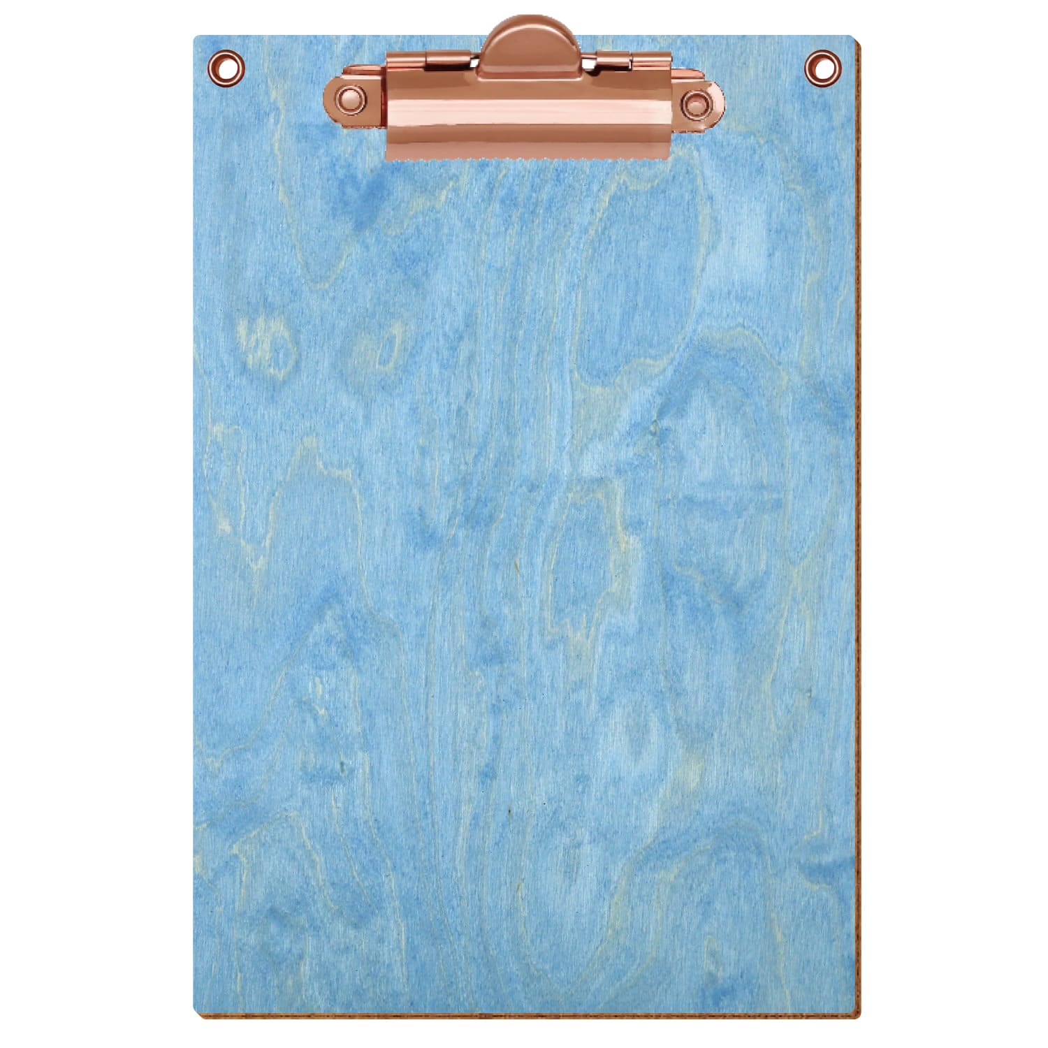 Klemmbrett Standardform Hellblau mit 2 Ösen A6 hochkant Zahnklemme roségold