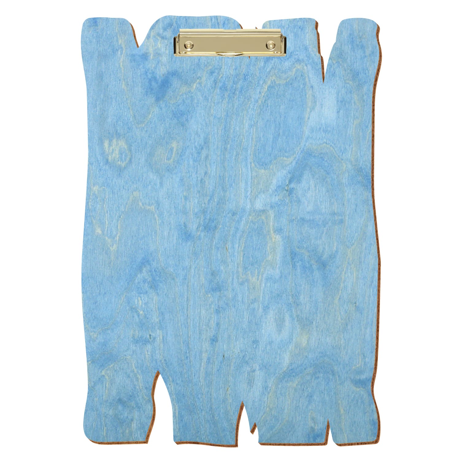 Klemmbrett Holzbrettform Hellblau A3 hochkant Bügelklemme gold