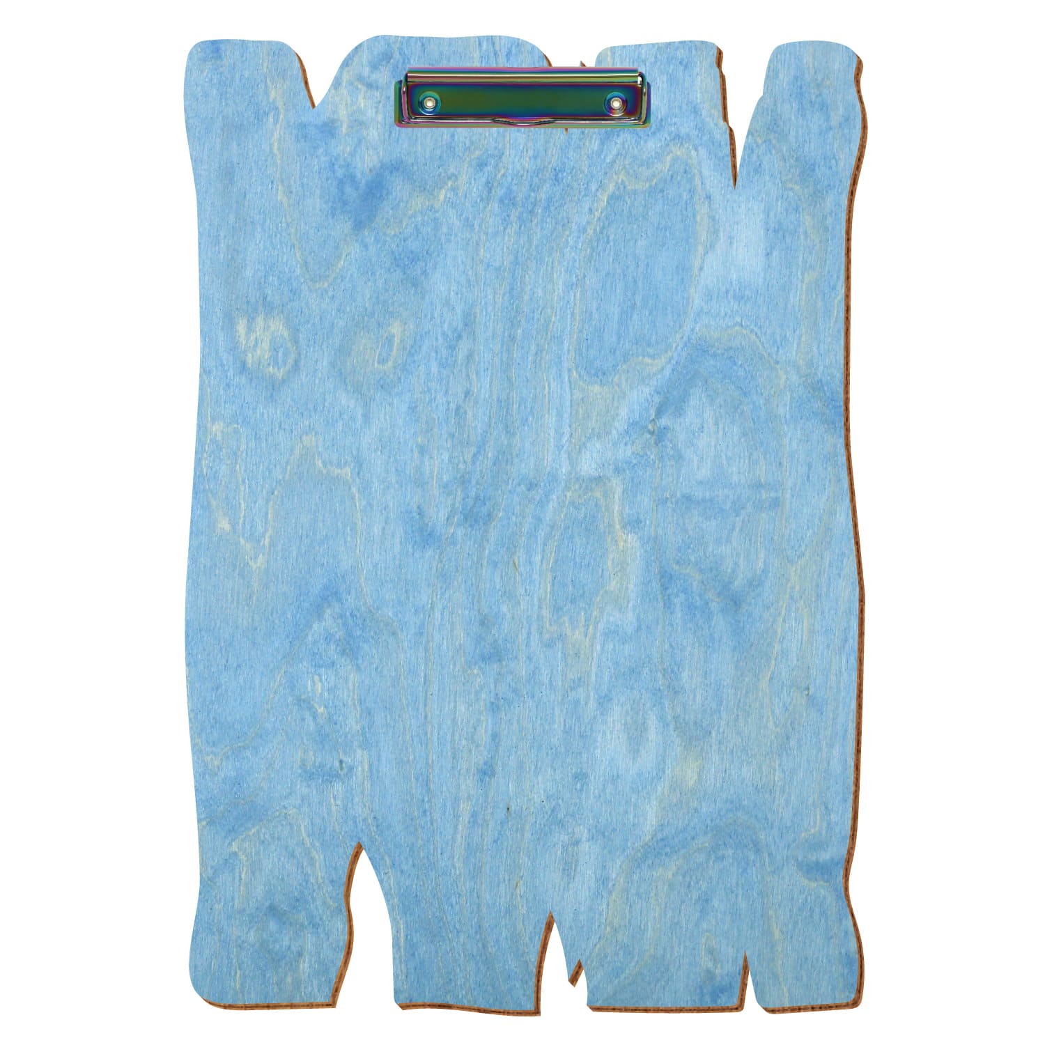 Klemmbrett Holzbrettform Hellblau A3 hochkant Bügelklemme Regenbogen