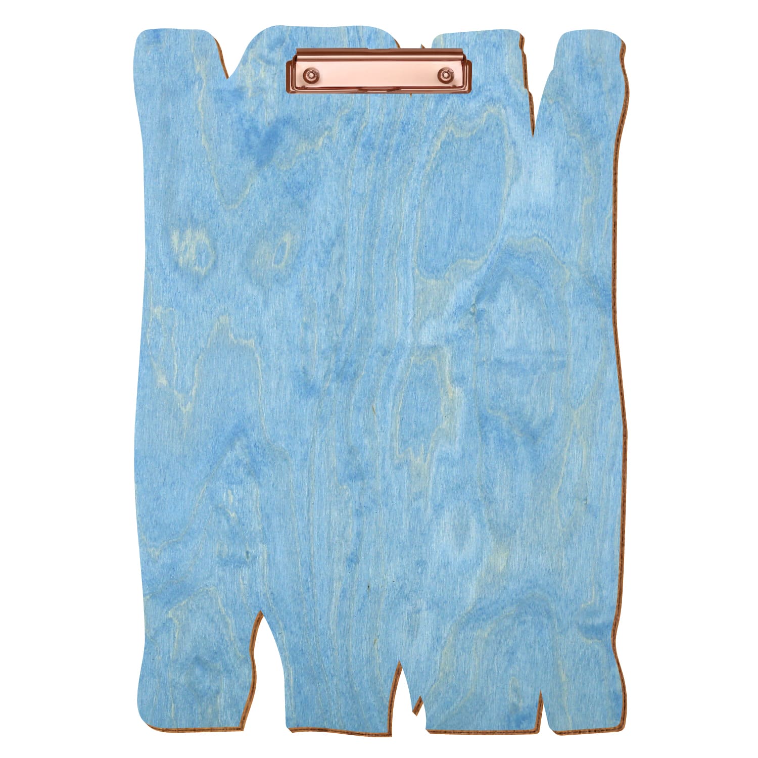 Klemmbrett Holzbrettform Hellblau A3 hochkant Bügelklemme roségold