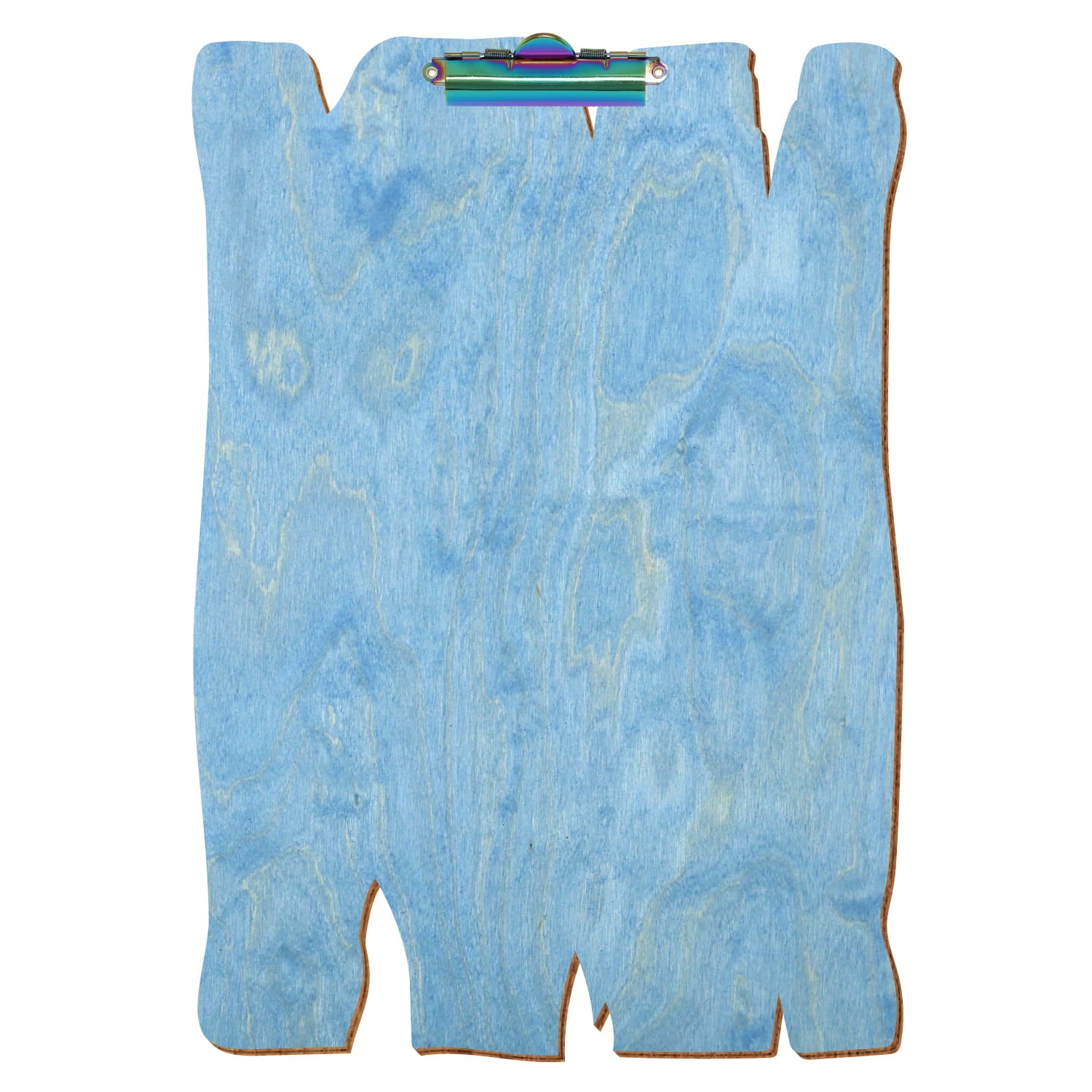 Klemmbrett Holzbrettform Hellblau A3 hochkant Zahnklemme Regenbogen