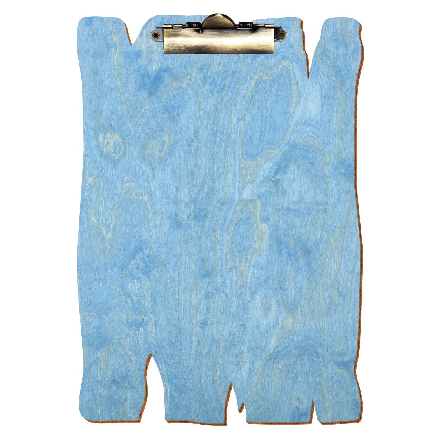Klemmbrett Holzbrettform Hellblau A4 hochkant Zahnklemme antik