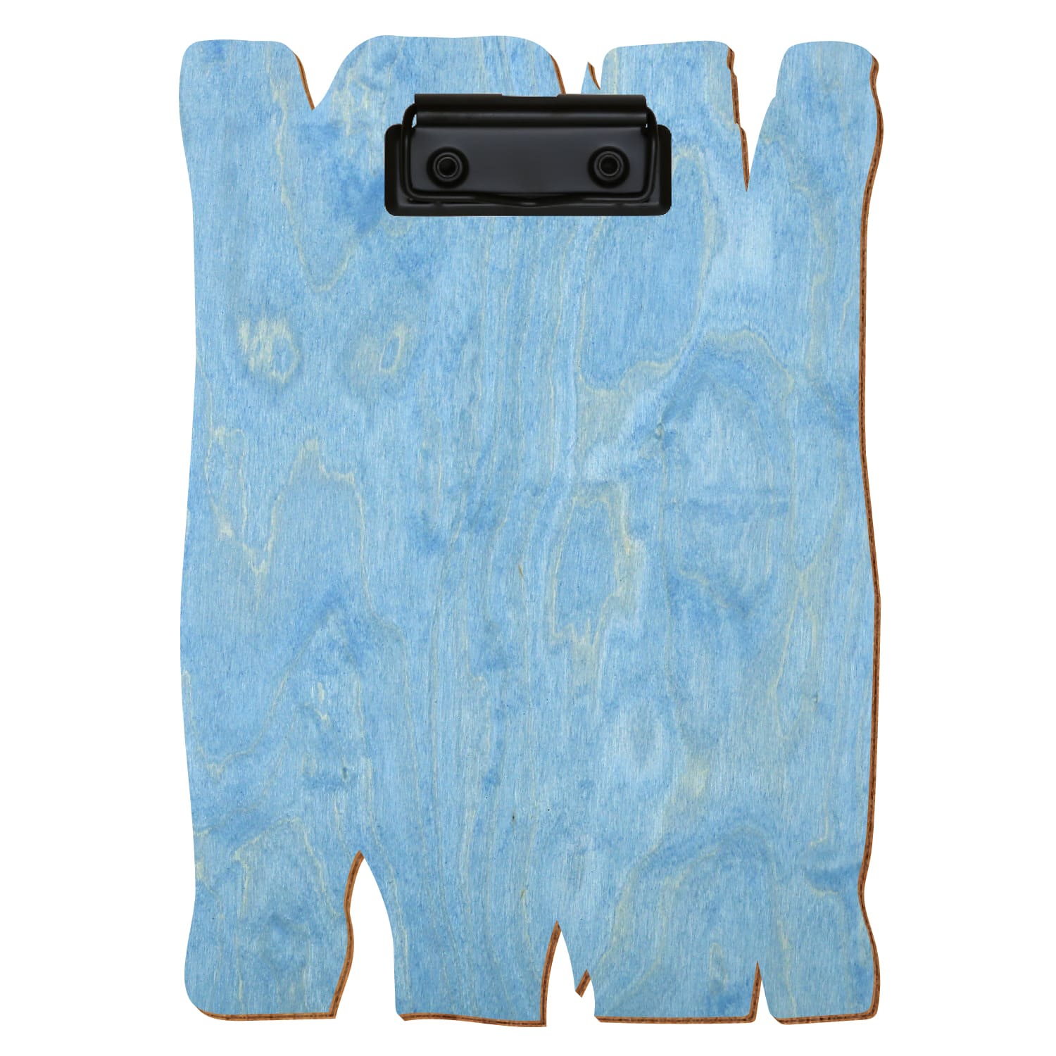 Klemmbrett Holzbrettform Hellblau A5 hochkant Bügelklemme schwarz