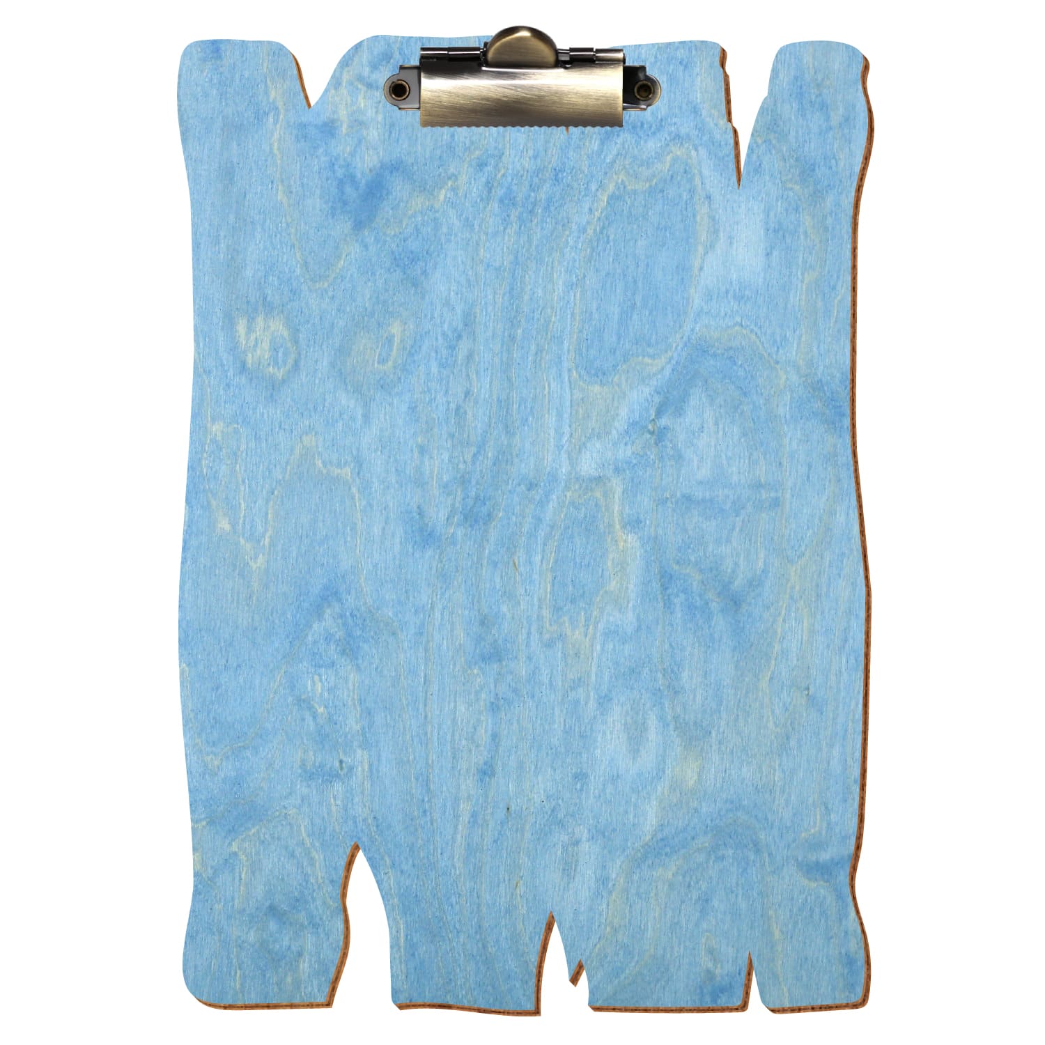 Klemmbrett Holzbrettform Hellblau A5 hochkant Zahnklemme antik