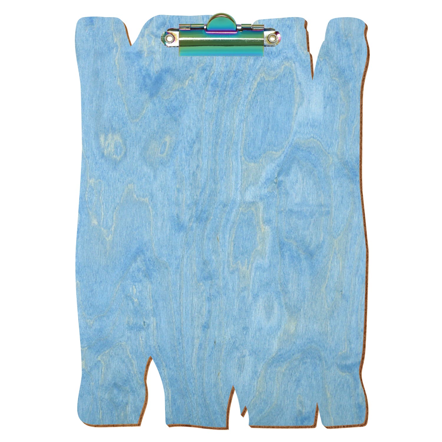 Klemmbrett Holzbrettform Hellblau A5 hochkant Zahnklemme Regenbogen