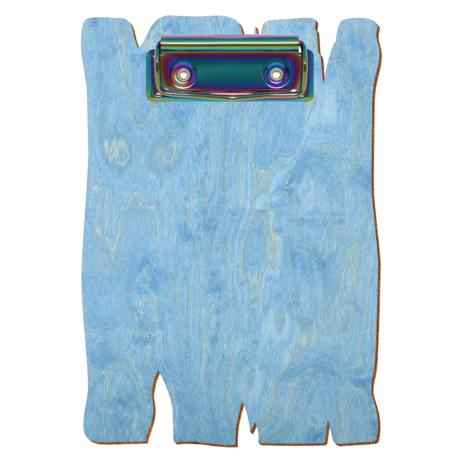 Klemmbrett Holzbrettform Hellblau A6 hochkant Bügelklemme Regenbogen