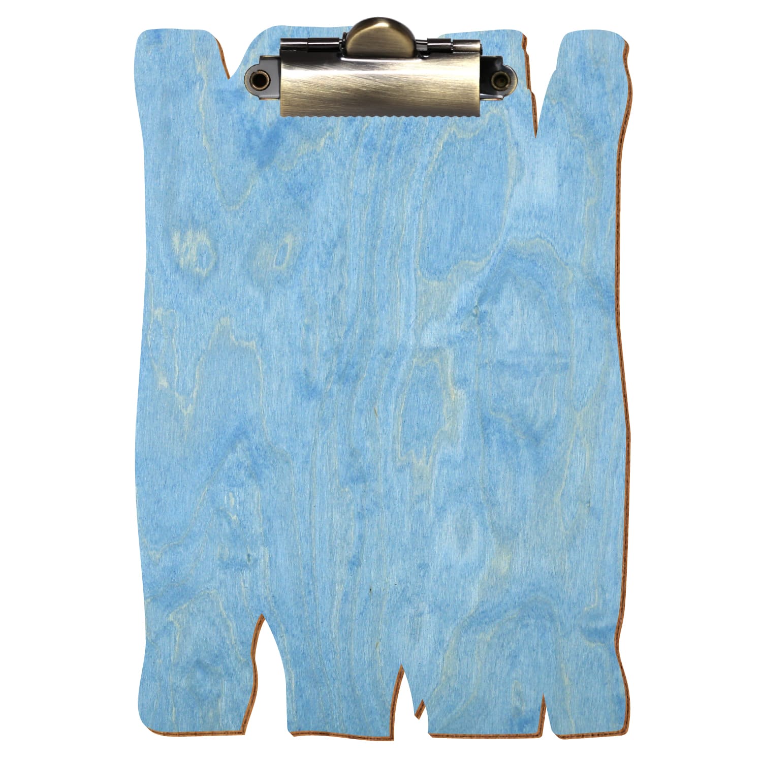Klemmbrett Holzbrettform Hellblau A6 hochkant Zahnklemme antik