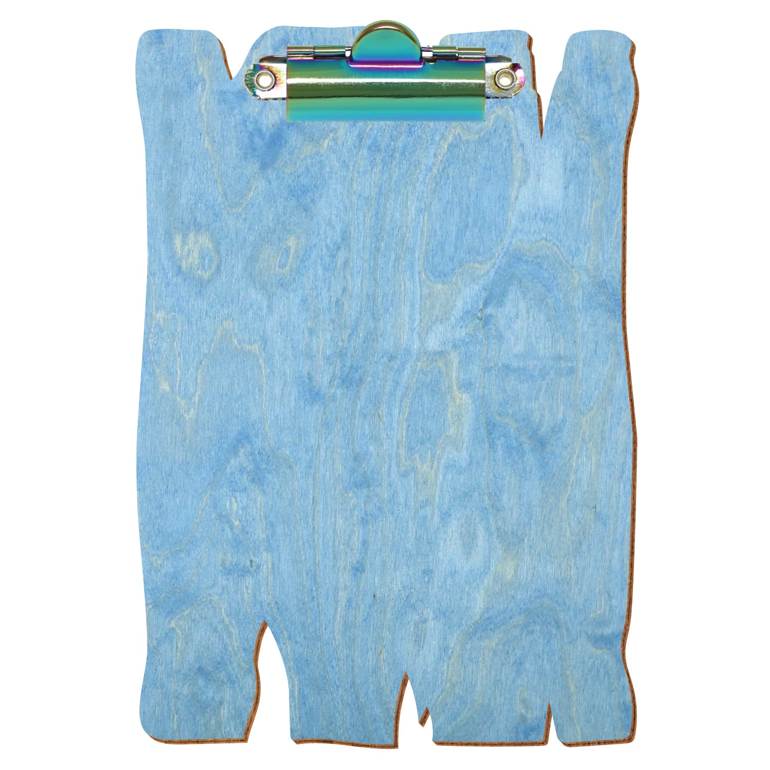 Klemmbrett Holzbrettform Hellblau A6 hochkant Zahnklemme Regenbogen