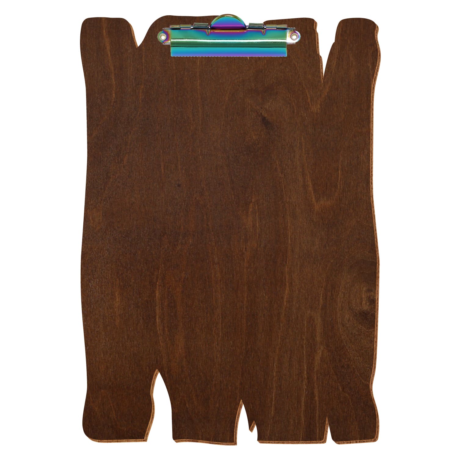 Klemmbrett Holzbrettform Kastanie A4 hochkant Zahnklemme Regenbogen