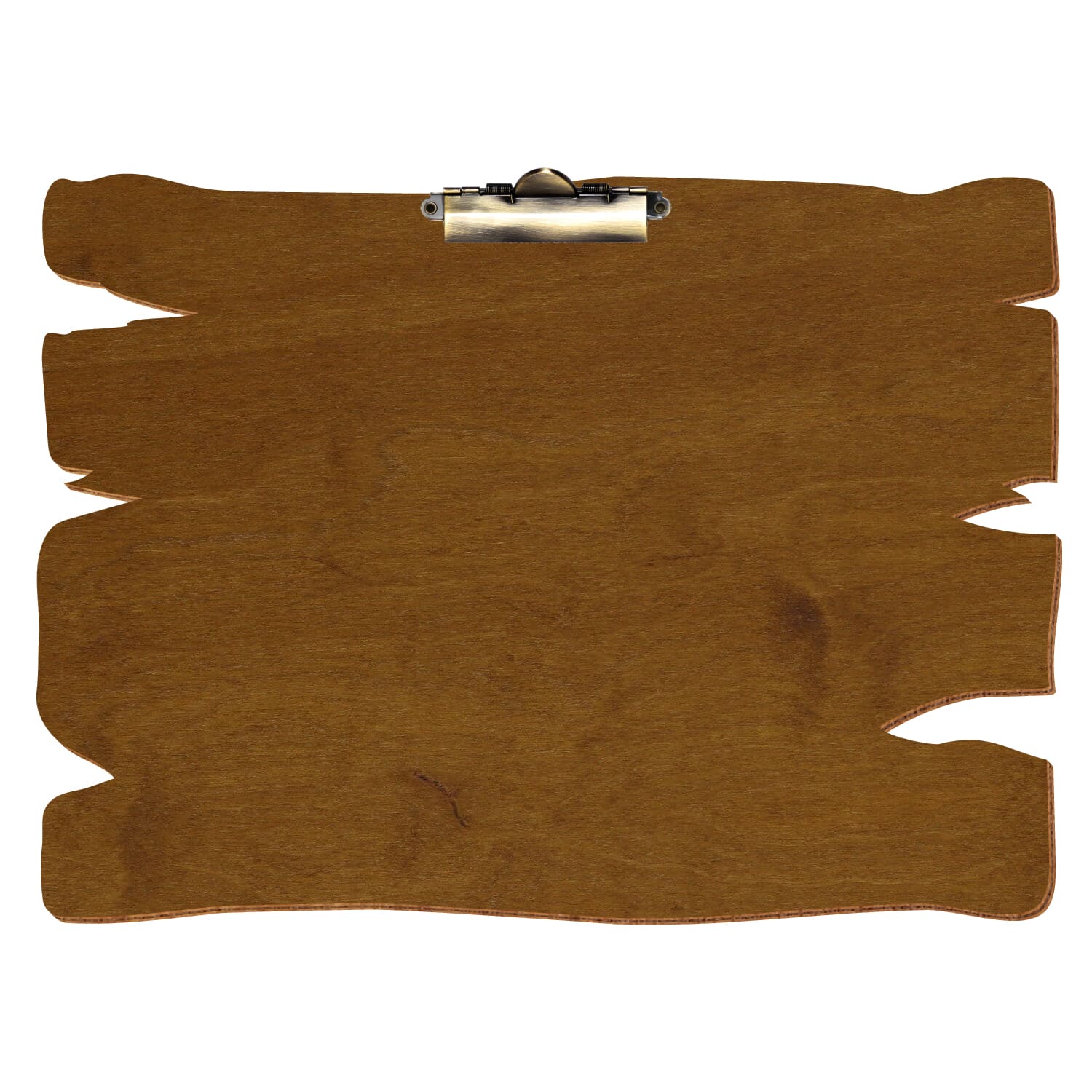Klemmbrett Holzbrettform Teak A3 querkant Zahnklemme antik