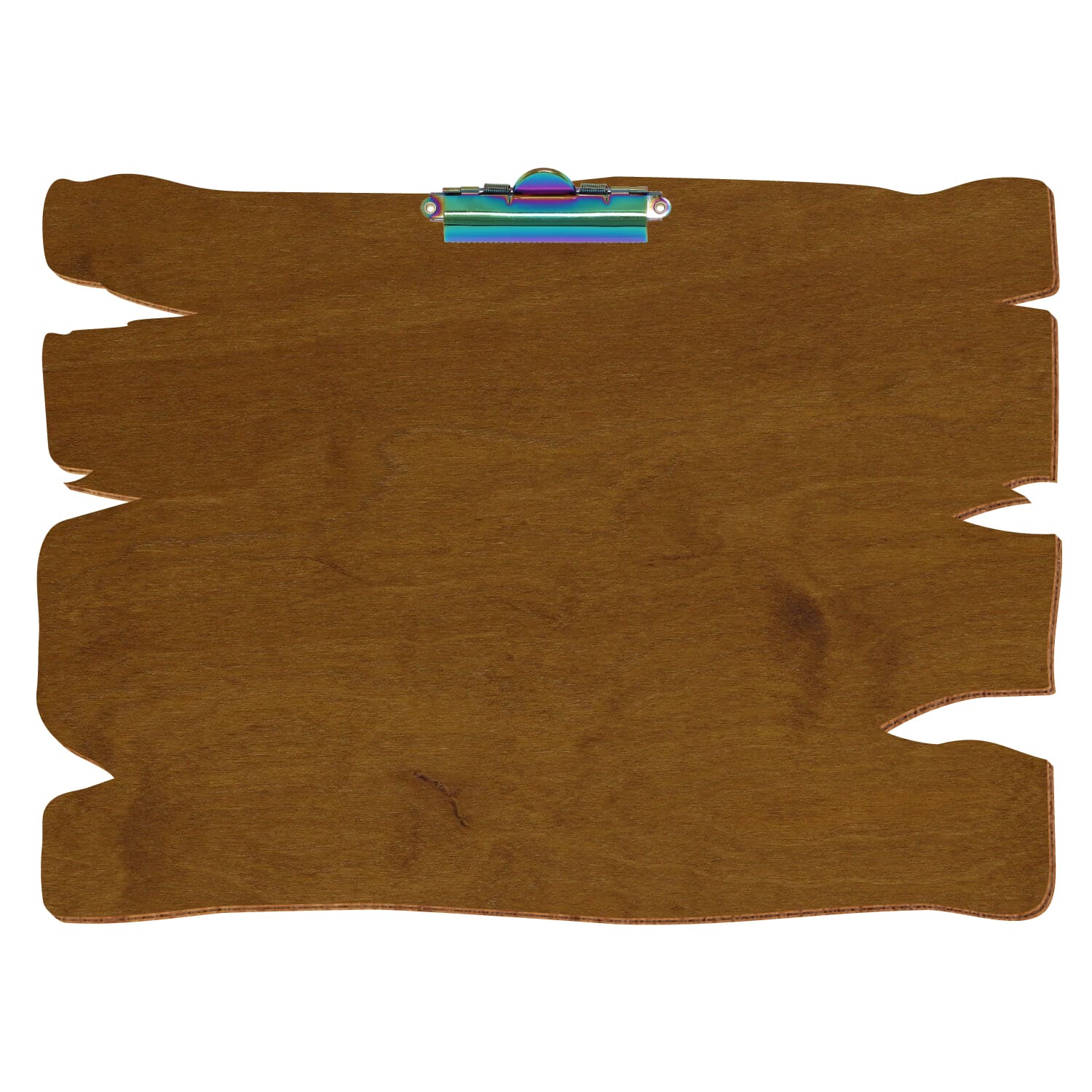 Klemmbrett Holzbrettform Teak A3 querkant Zahnklemme Regenbogen