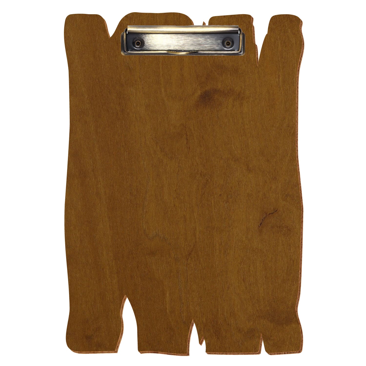 Klemmbrett Holzbrettform Teak A4 hochkant Bügelklemme antik