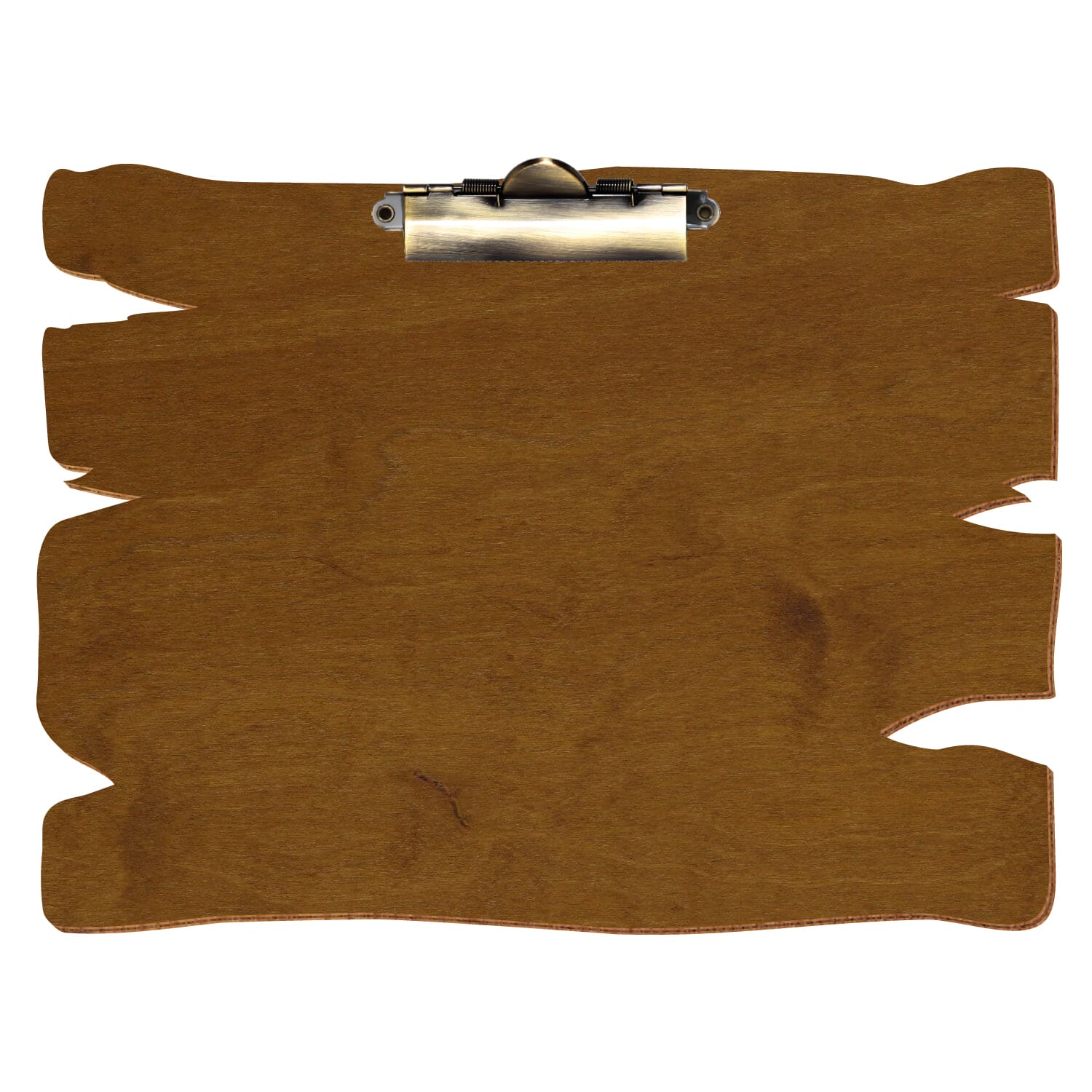 Klemmbrett Holzbrettform Teak A4 querkant Zahnklemme antik