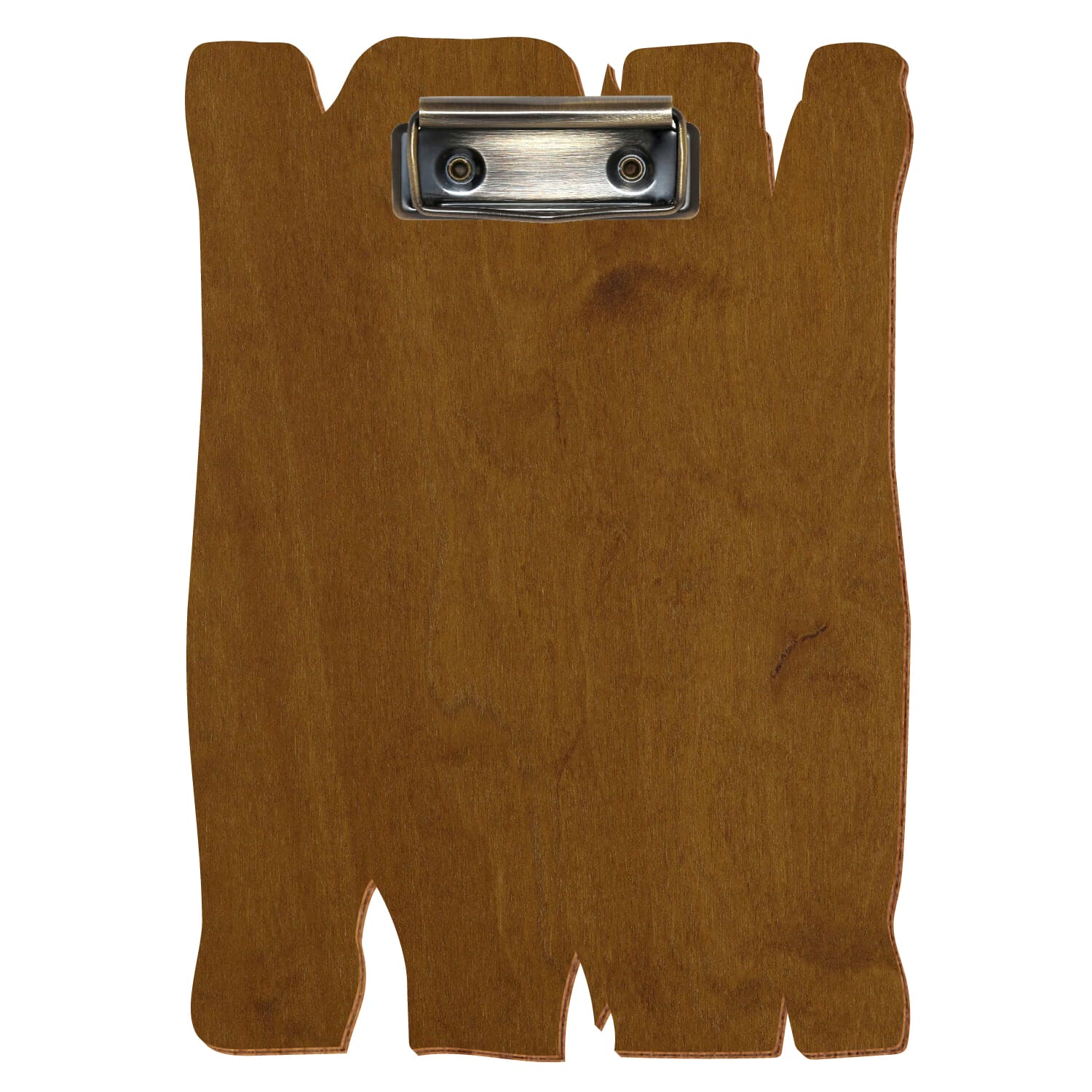 Klemmbrett Holzbrettform Teak A5 hochkant Bügelklemme antik