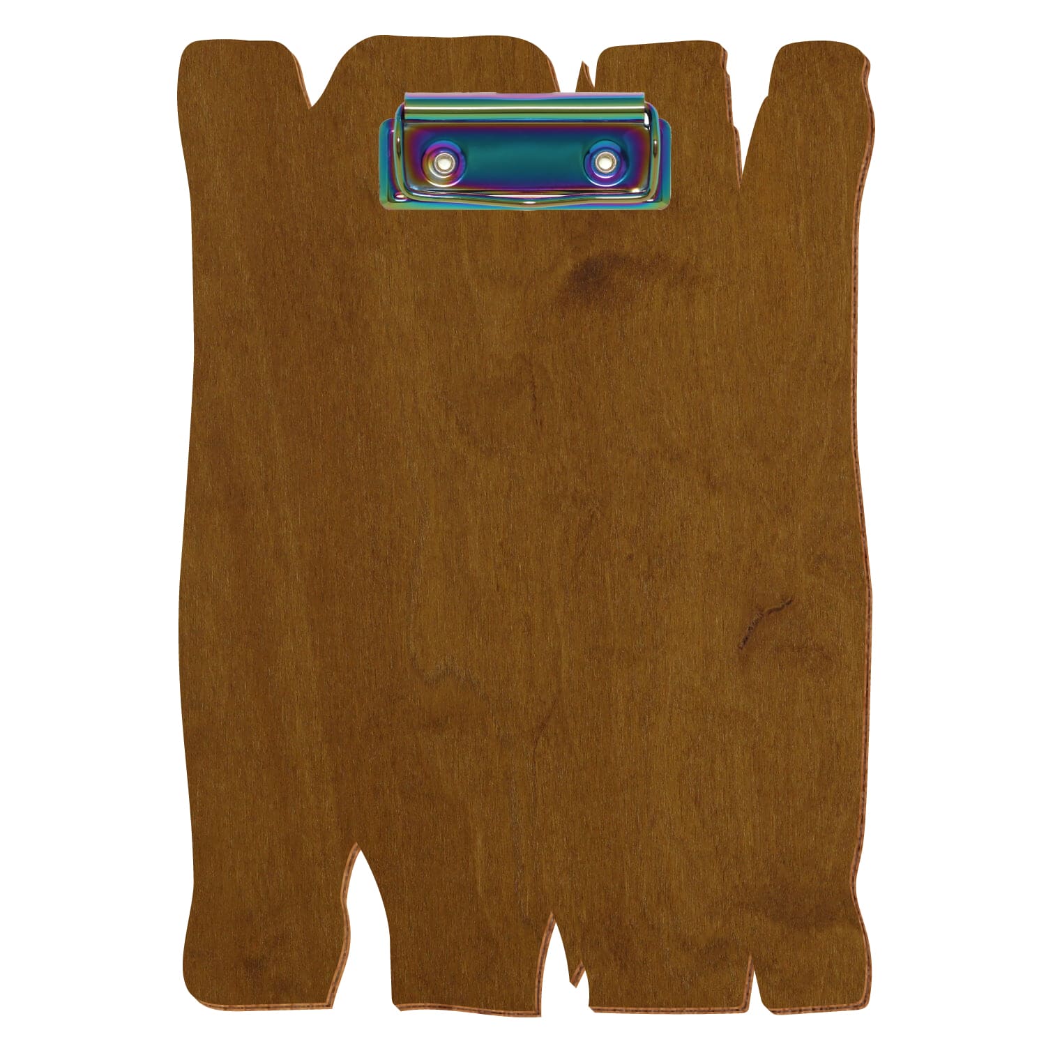 Klemmbrett Holzbrettform Teak A5 hochkant Bügelklemme Regenbogen