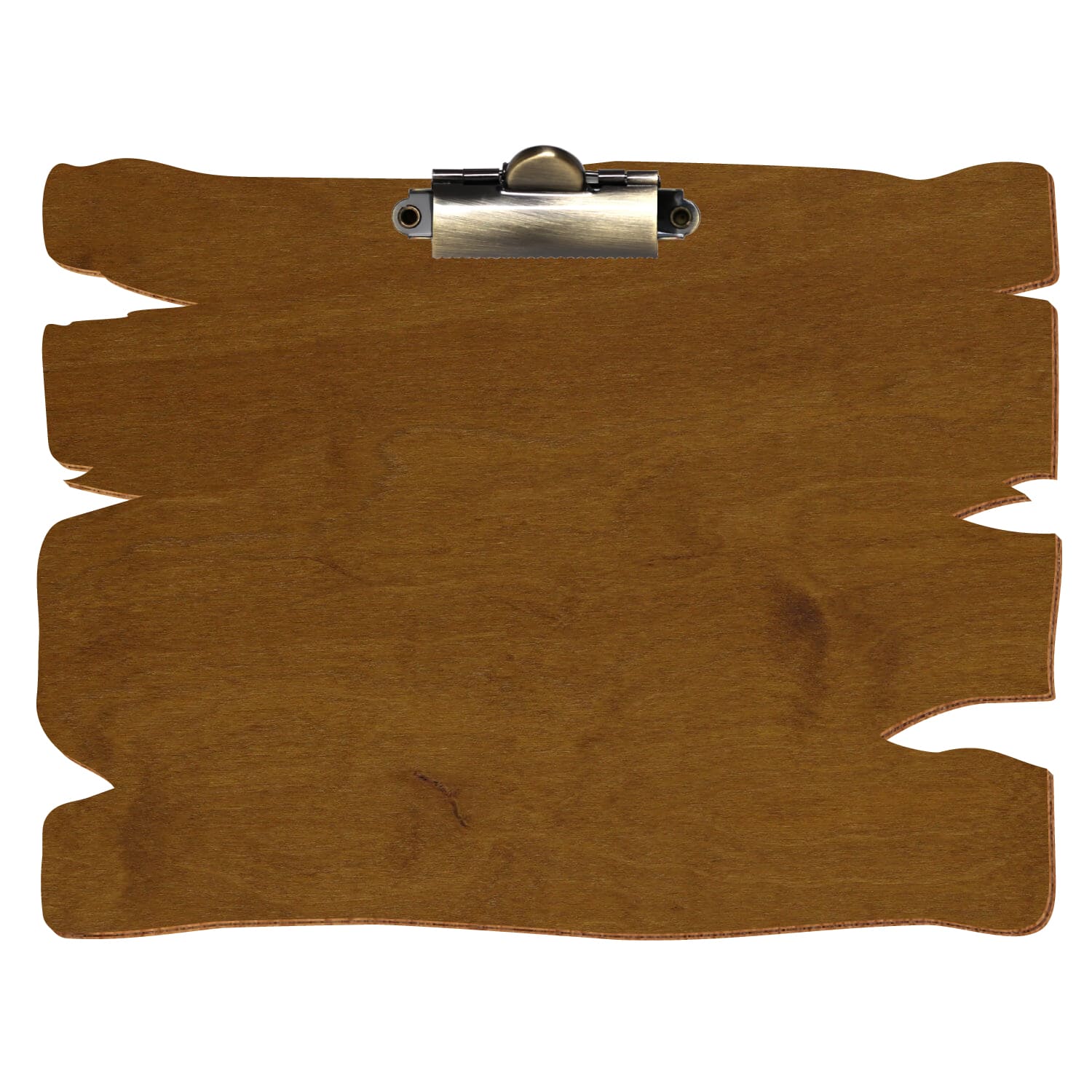 Klemmbrett Holzbrettform Teak A5 querkant Zahnklemme antik