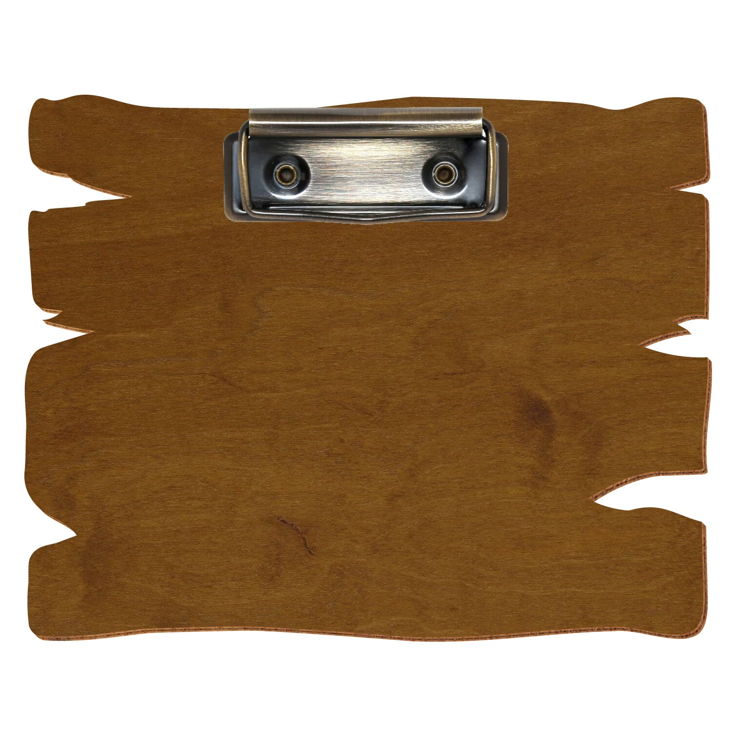Klemmbrett Holzbrettform Teak A6 querkant Bügelklemme antik