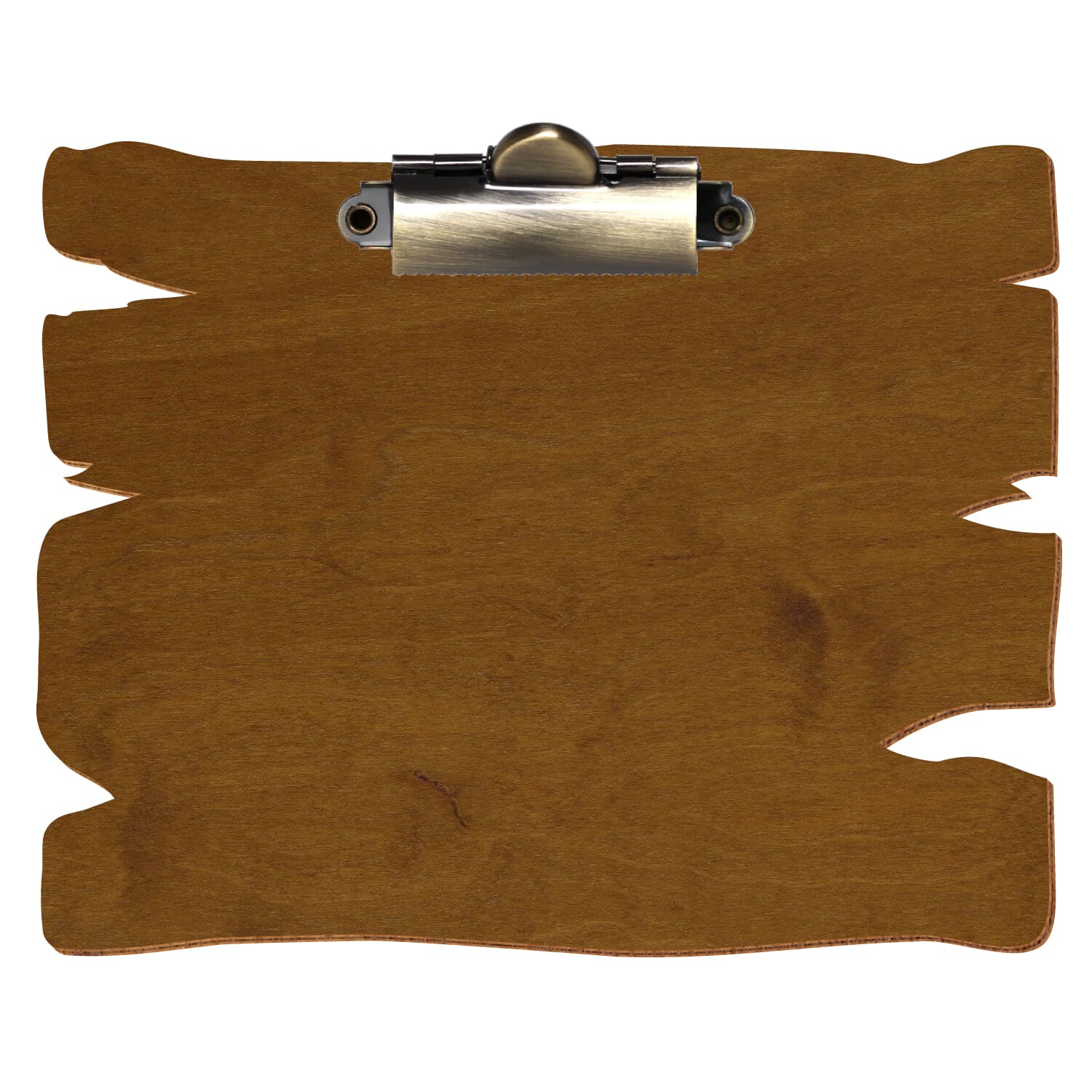 Klemmbrett Holzbrettform Teak A6 querkant Zahnklemme antik