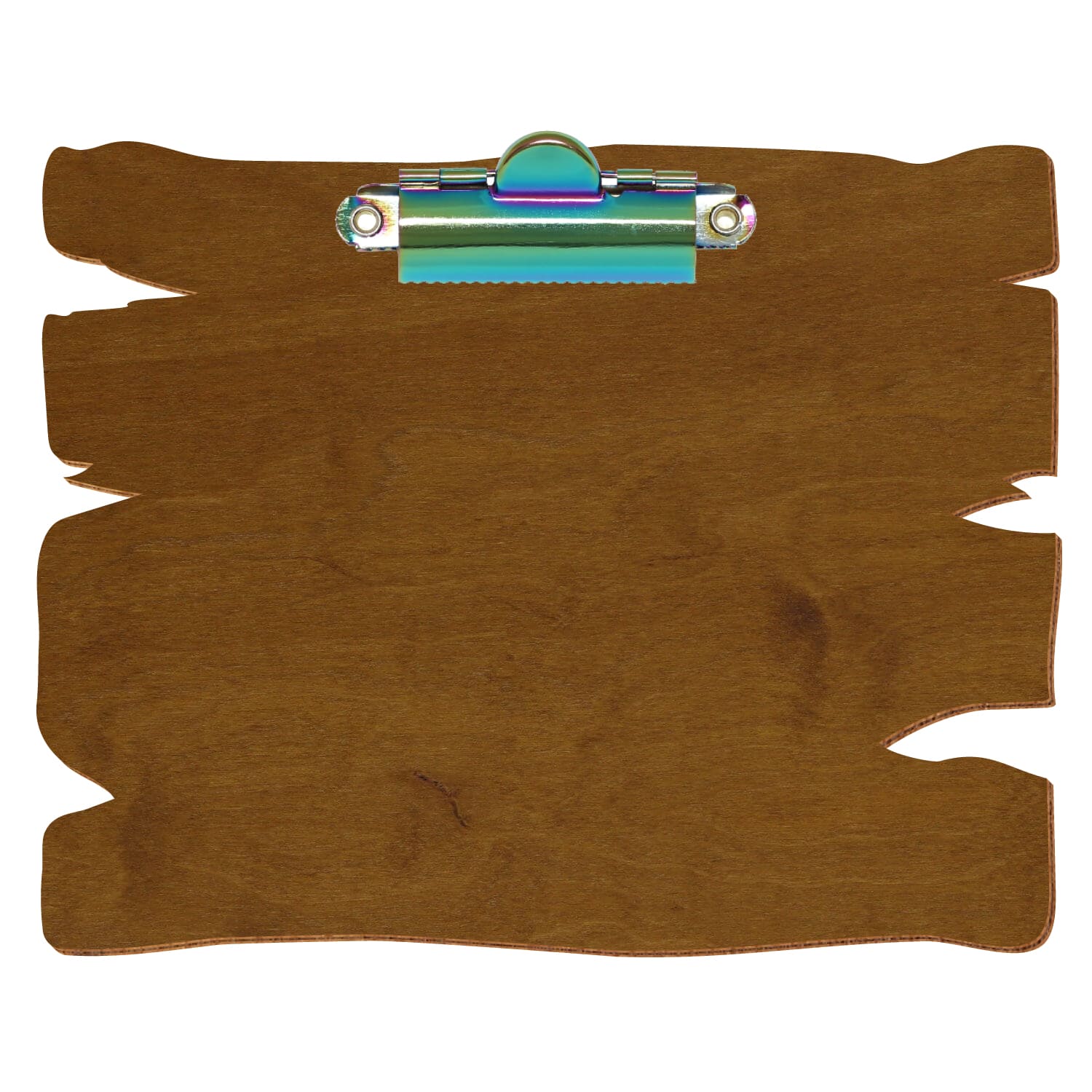 Klemmbrett Holzbrettform Teak A6 querkant Zahnklemme Regenbogen