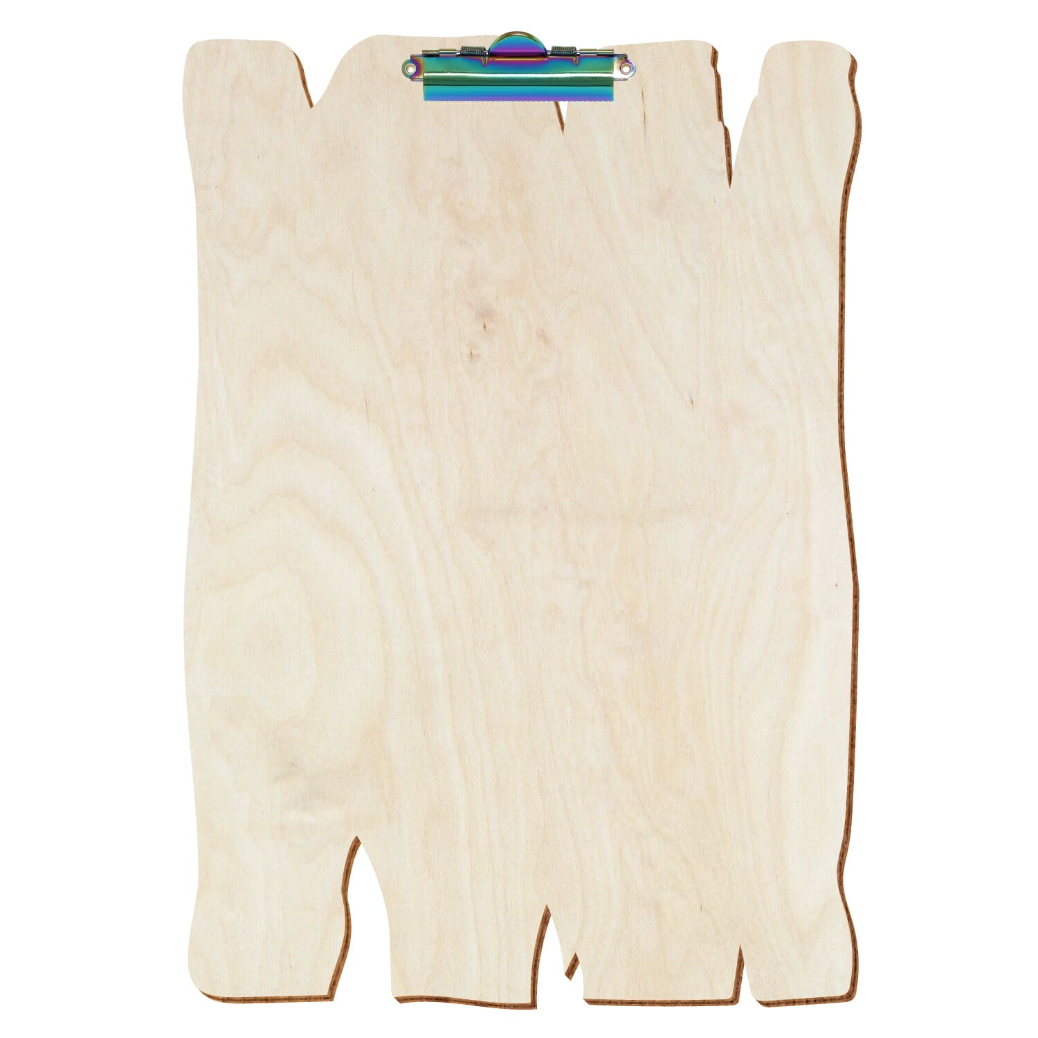 Klemmbrett Holzbrettform Birke natur A3 hochkant Zahnklemme Regenbogen