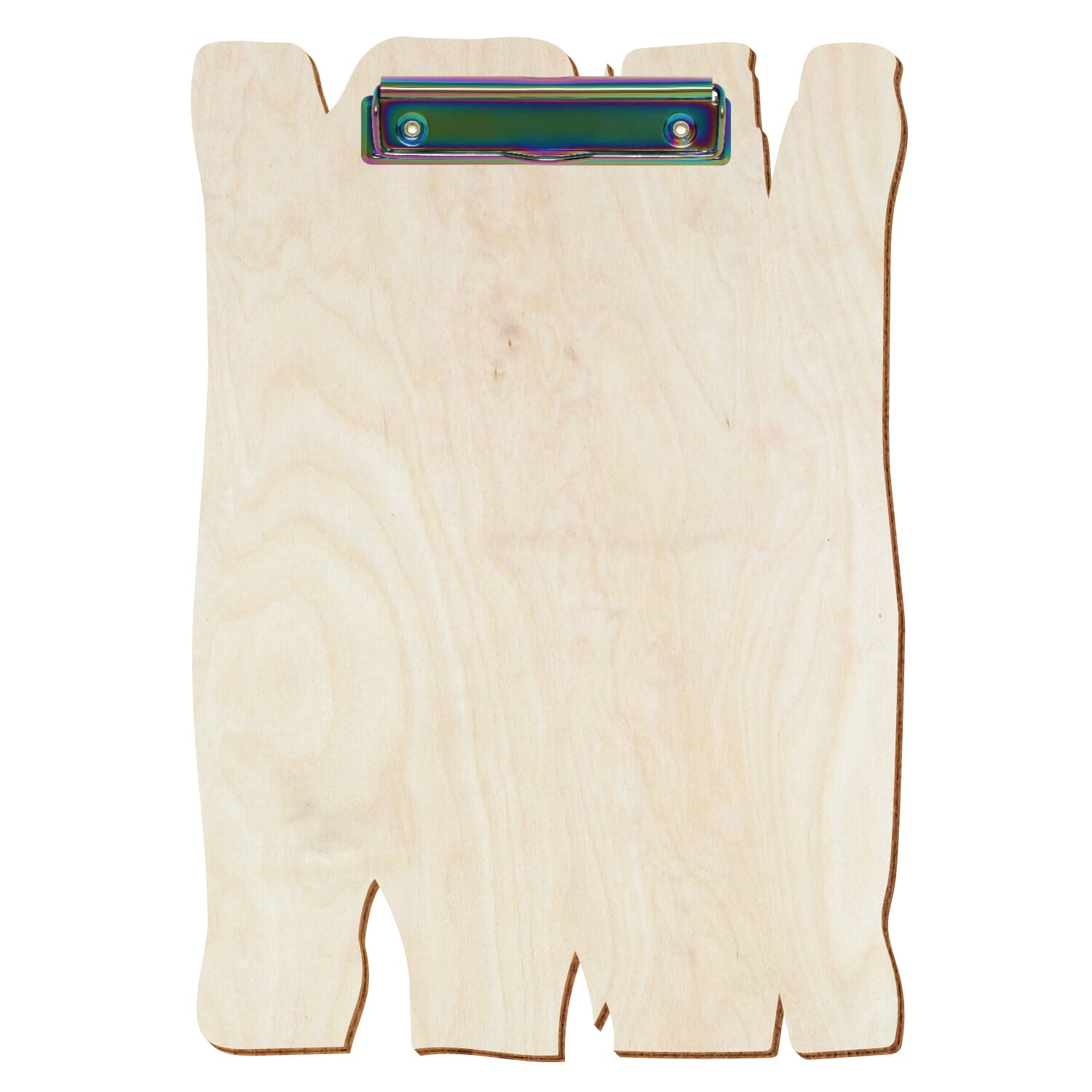 Klemmbrett Holzbrettform Birke natur A4 hochkant Bügelklemme Regenbogen