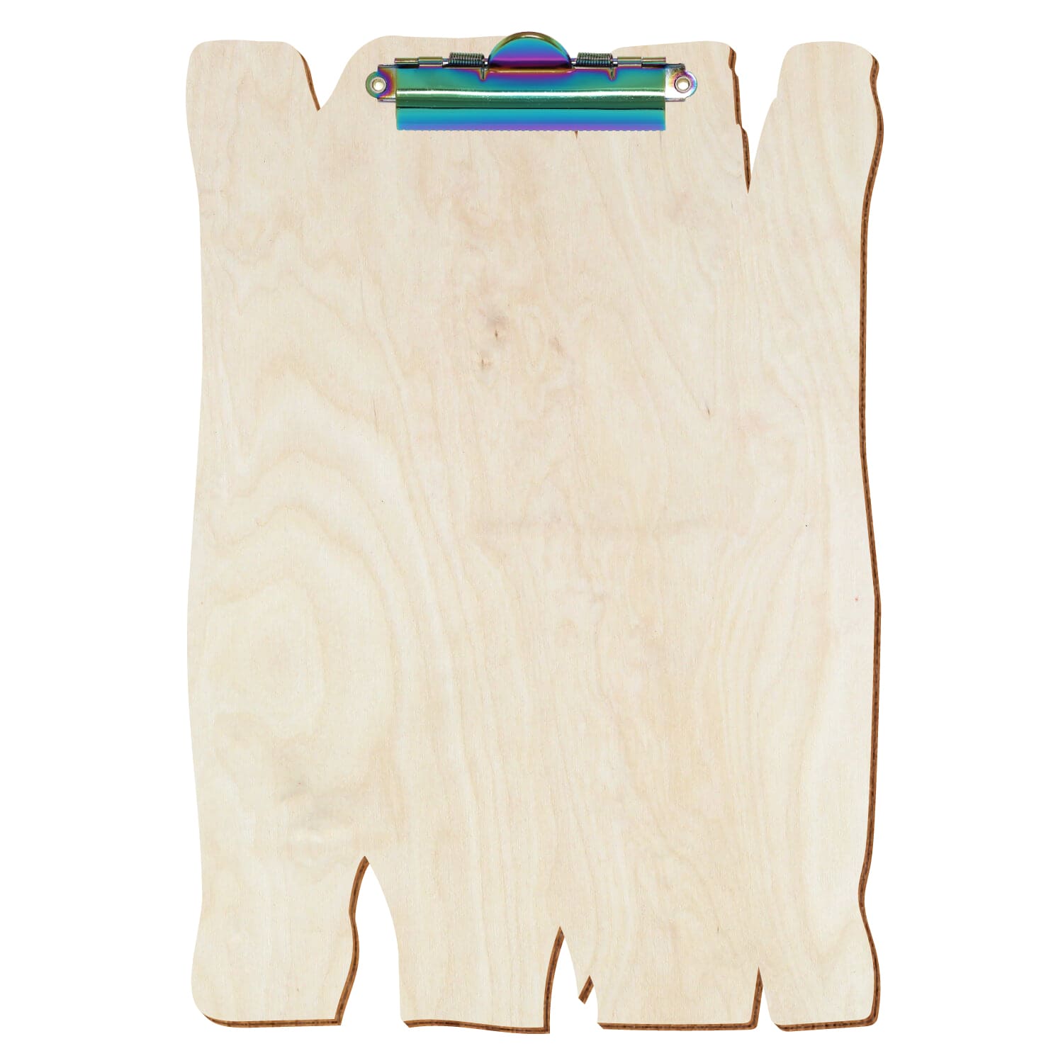 Klemmbrett Holzbrettform Birke natur A4 hochkant Zahnklemme Regenbogen