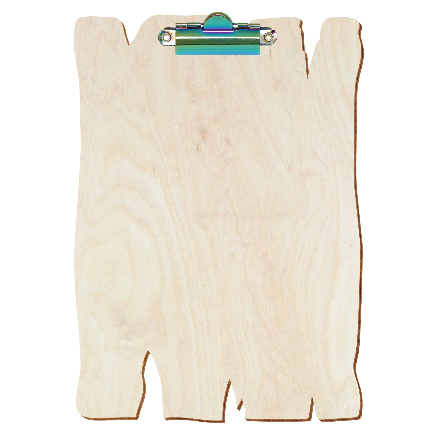 Klemmbrett Holzbrettform Birke natur A5 hochkant Zahnklemme Regenbogen