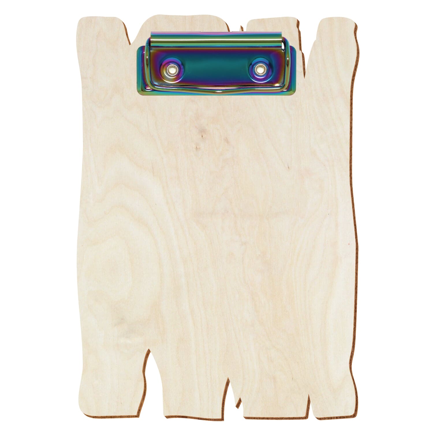 Klemmbrett Holzbrettform Birke natur A6 hochkant Bügelklemme Regenbogen