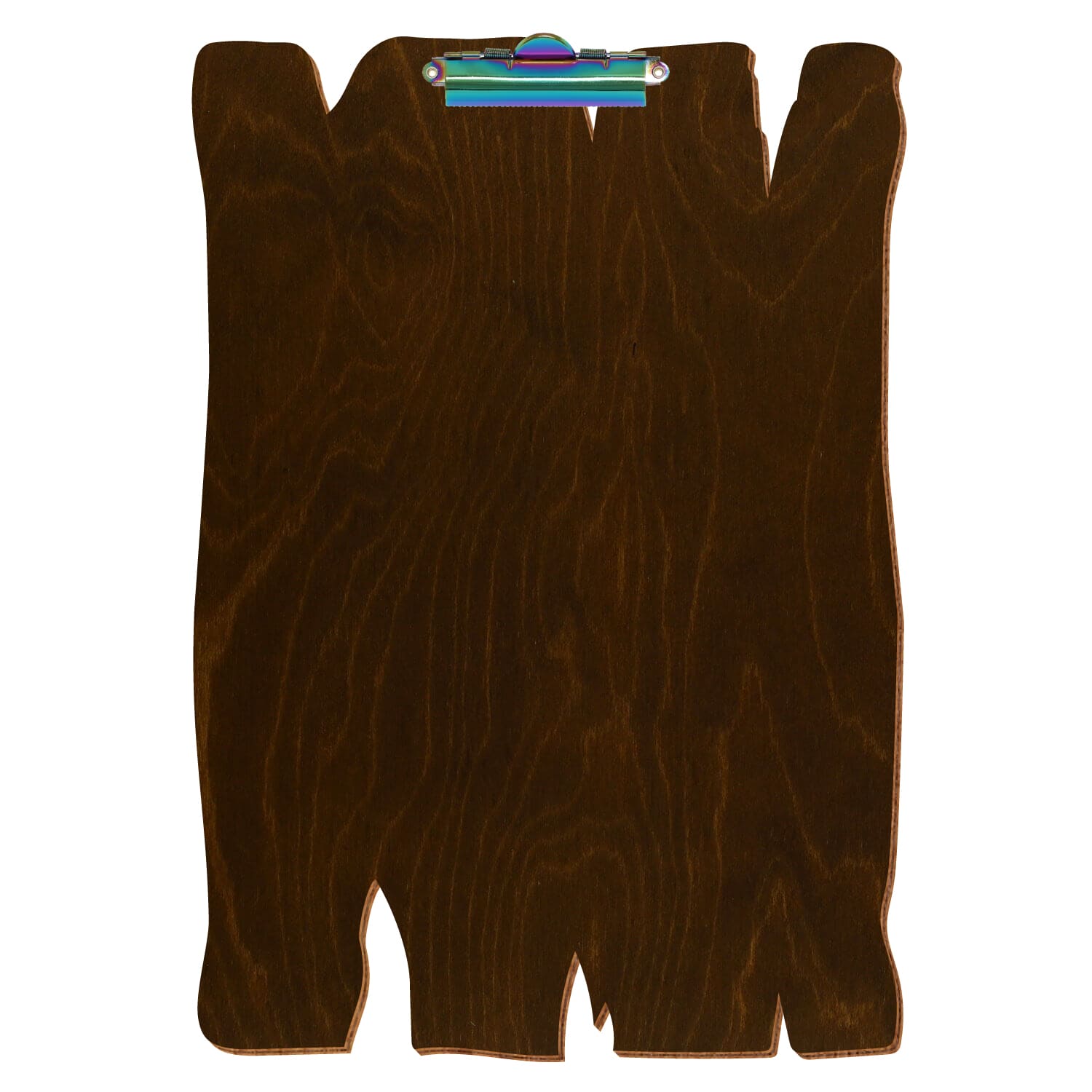 Klemmbrett Holzbrettform Eiche dunkel A3 hochkant Zahnklemme Regenbogen