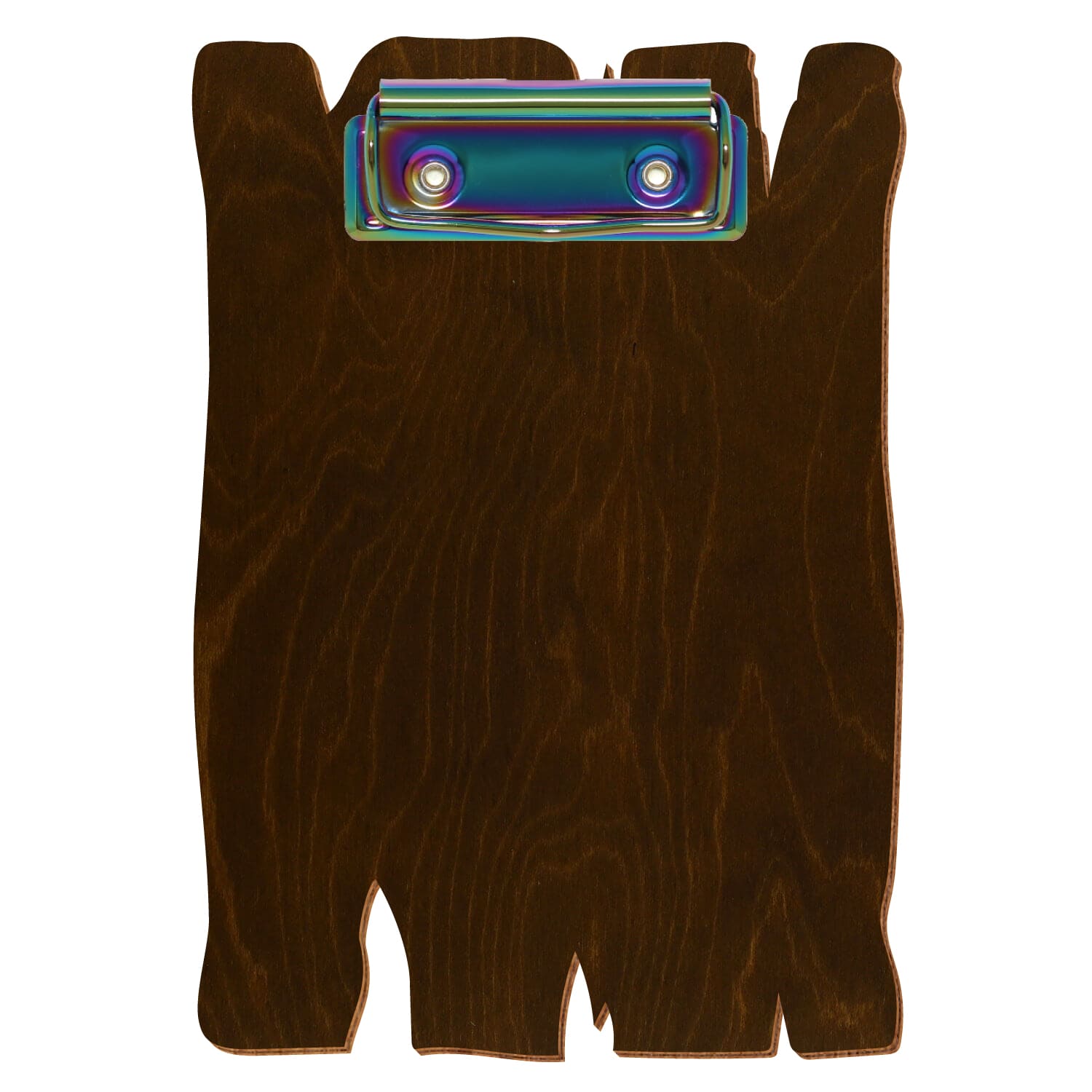 Klemmbrett Holzbrettform Eiche dunkel A6 hochkant Bügelklemme Regenbogen
