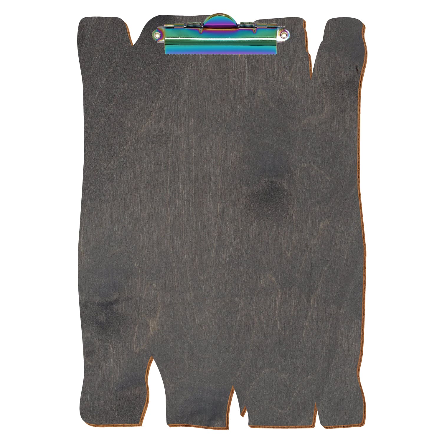 Klemmbrett Holzbrettform Grau A4 hochkant Zahnklemme Regenbogen