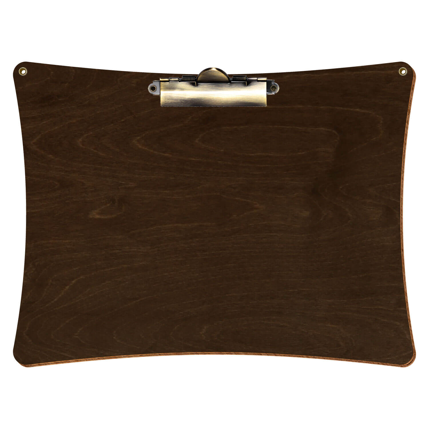 Klemmbrett konkav mit 2 Ösen Walnuss A4 querkant Zahnklemme antik