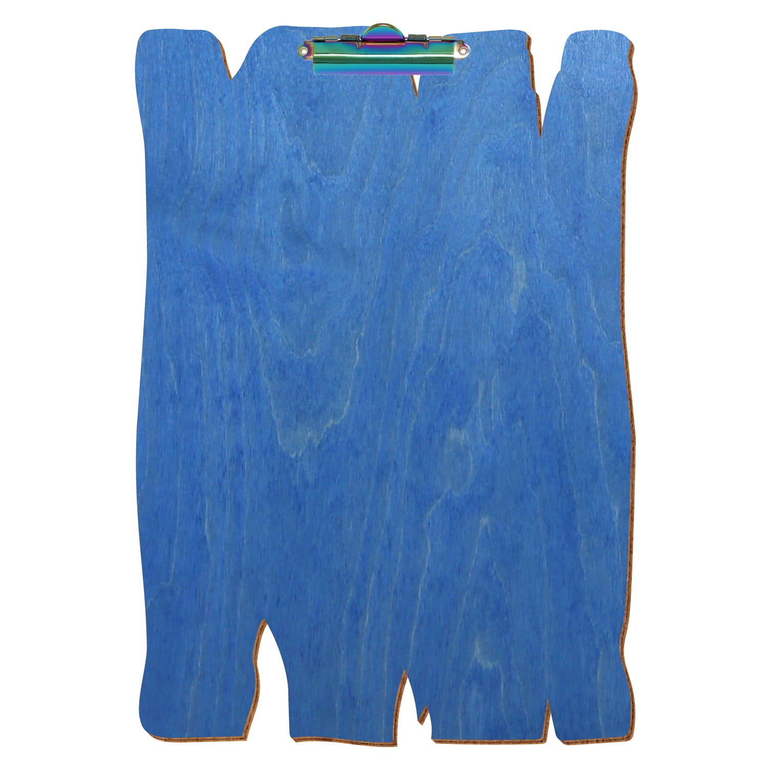 Klemmbrett Holzbrettform Kornblumenblau A3 hochkant Zahnklemme Regenbogen