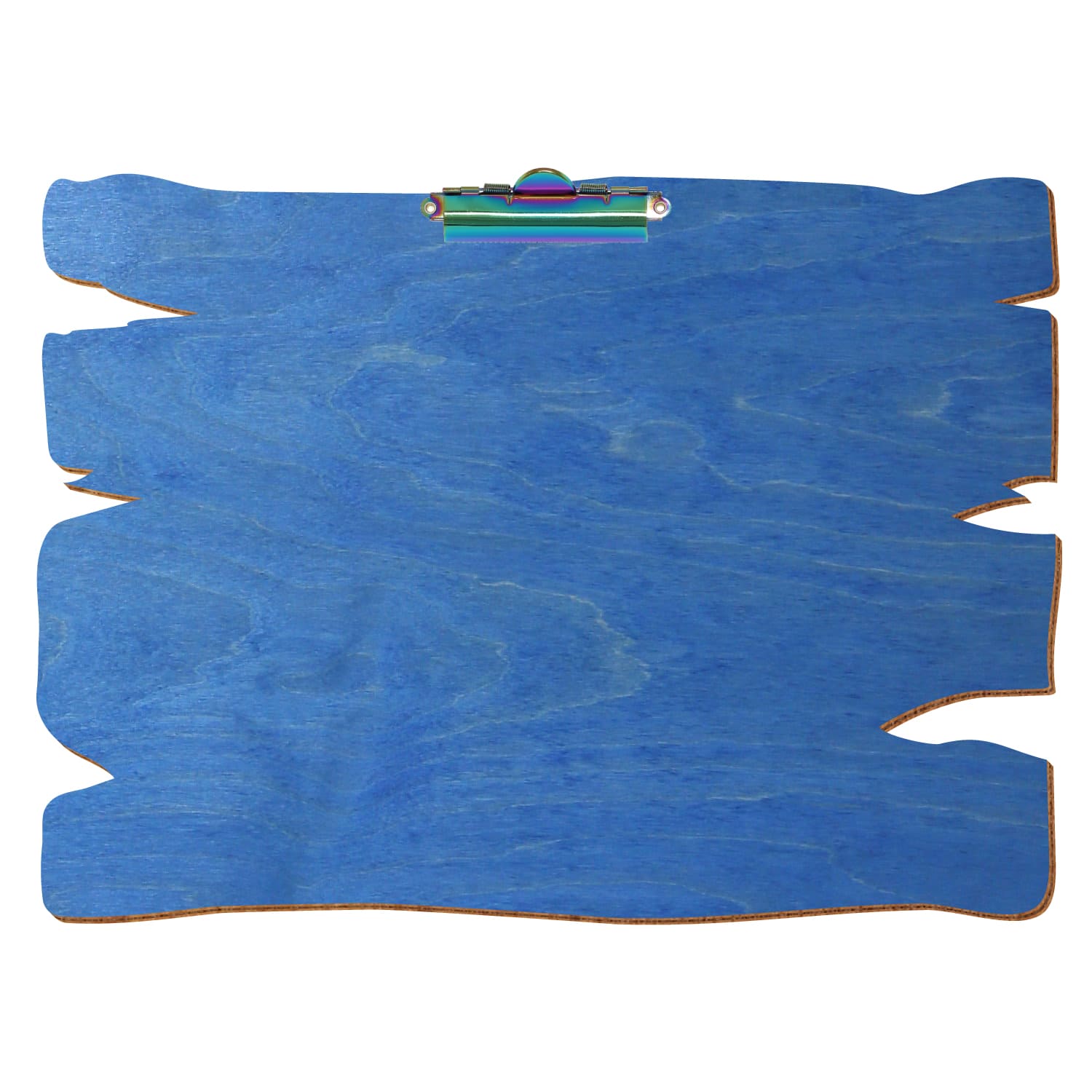 Klemmbrett Holzbrettform Kornblumenblau A3 querkant Zahnklemme Regenbogen